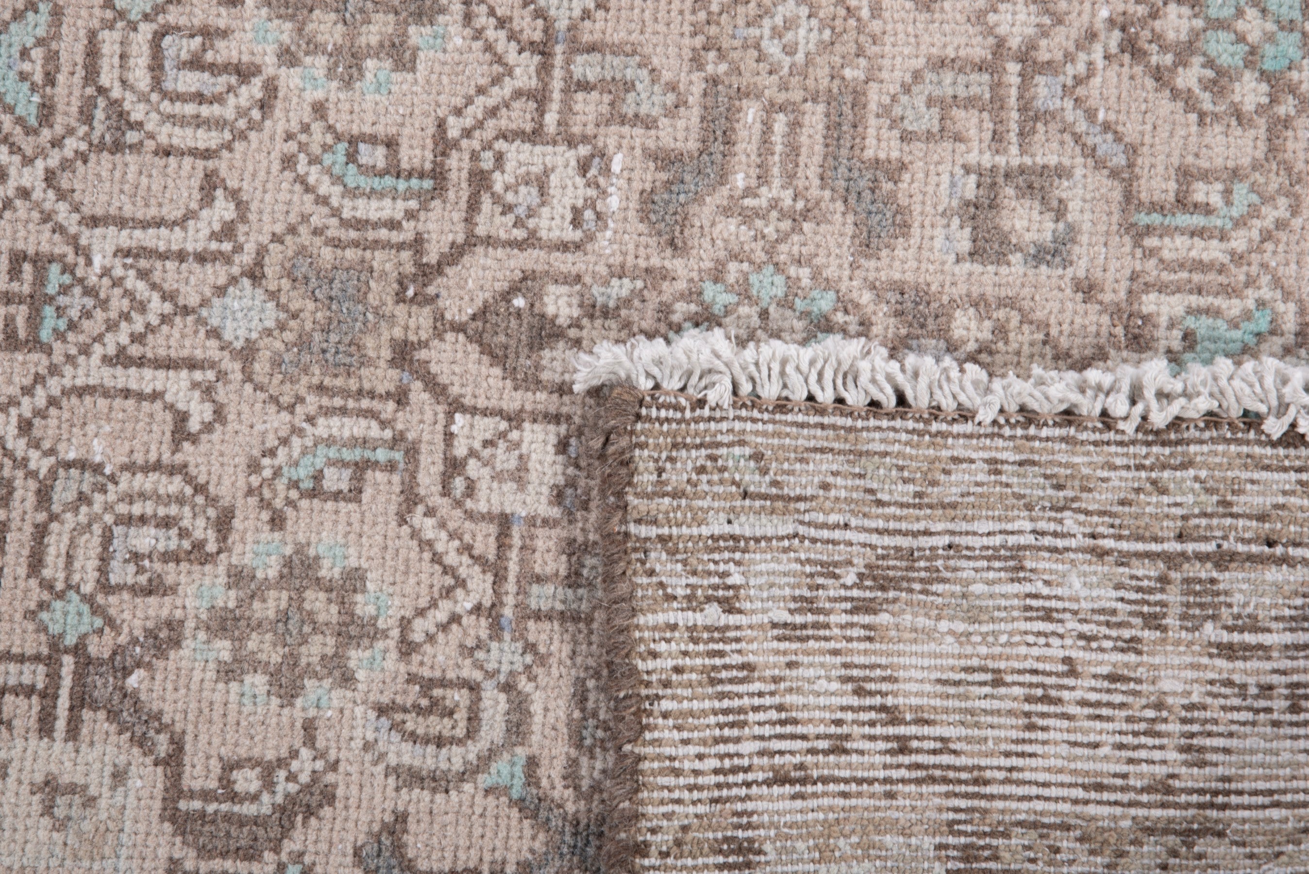Persian Hamedan runner rug in taupe and greige, view 17 of 17