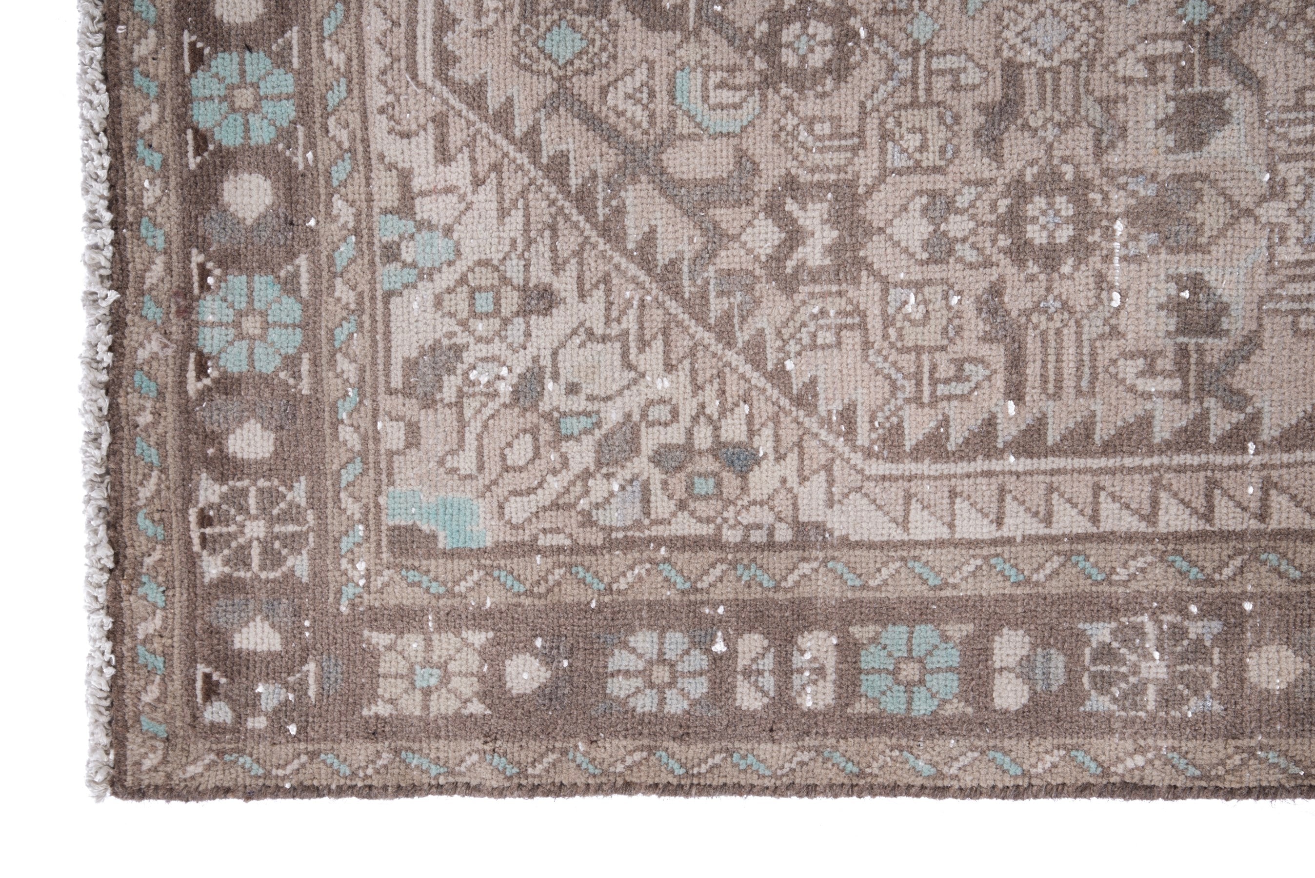 Persian Hamedan runner rug in taupe and greige, view 5 of 17