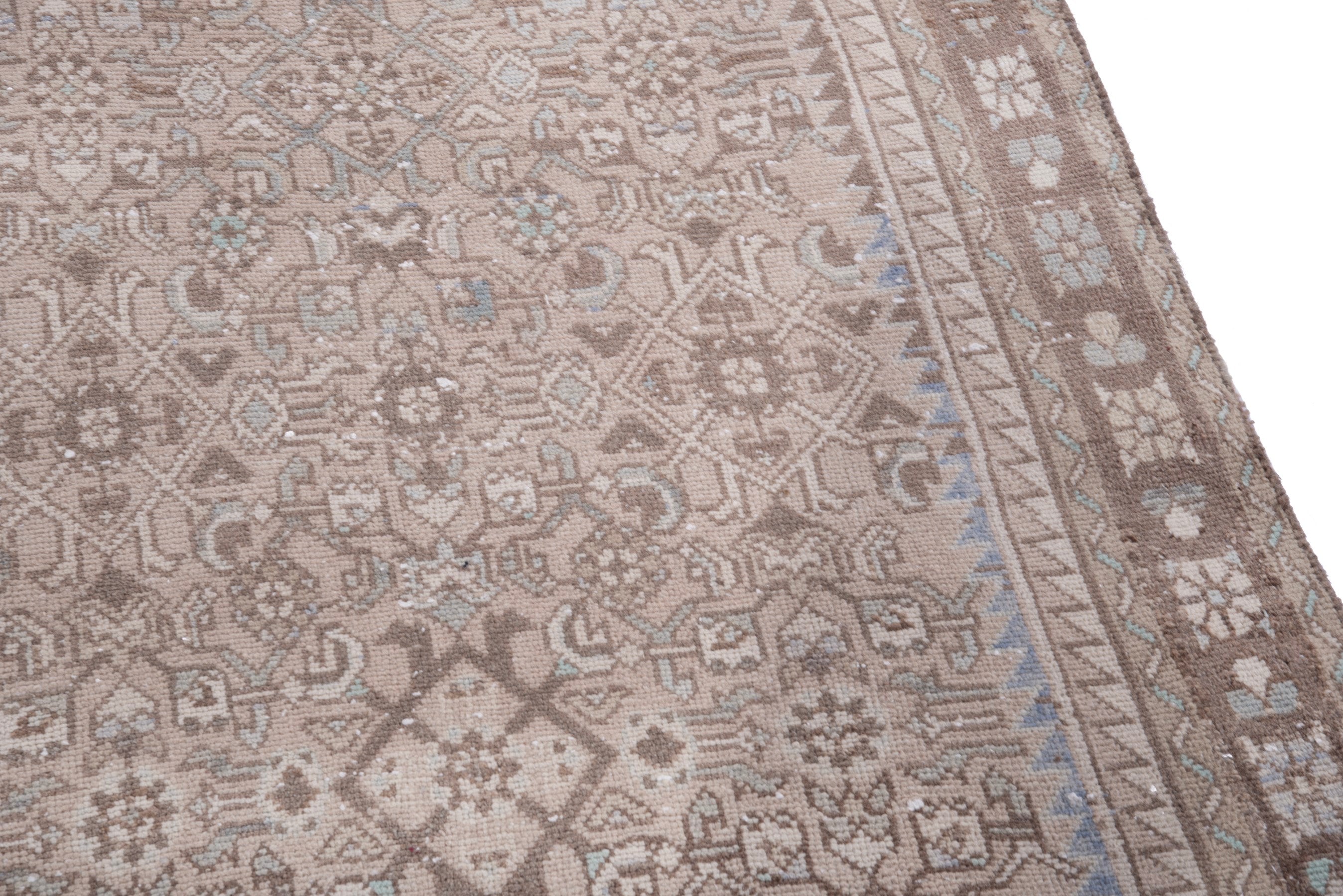 Persian Hamedan runner rug in taupe and greige, view 7 of 17