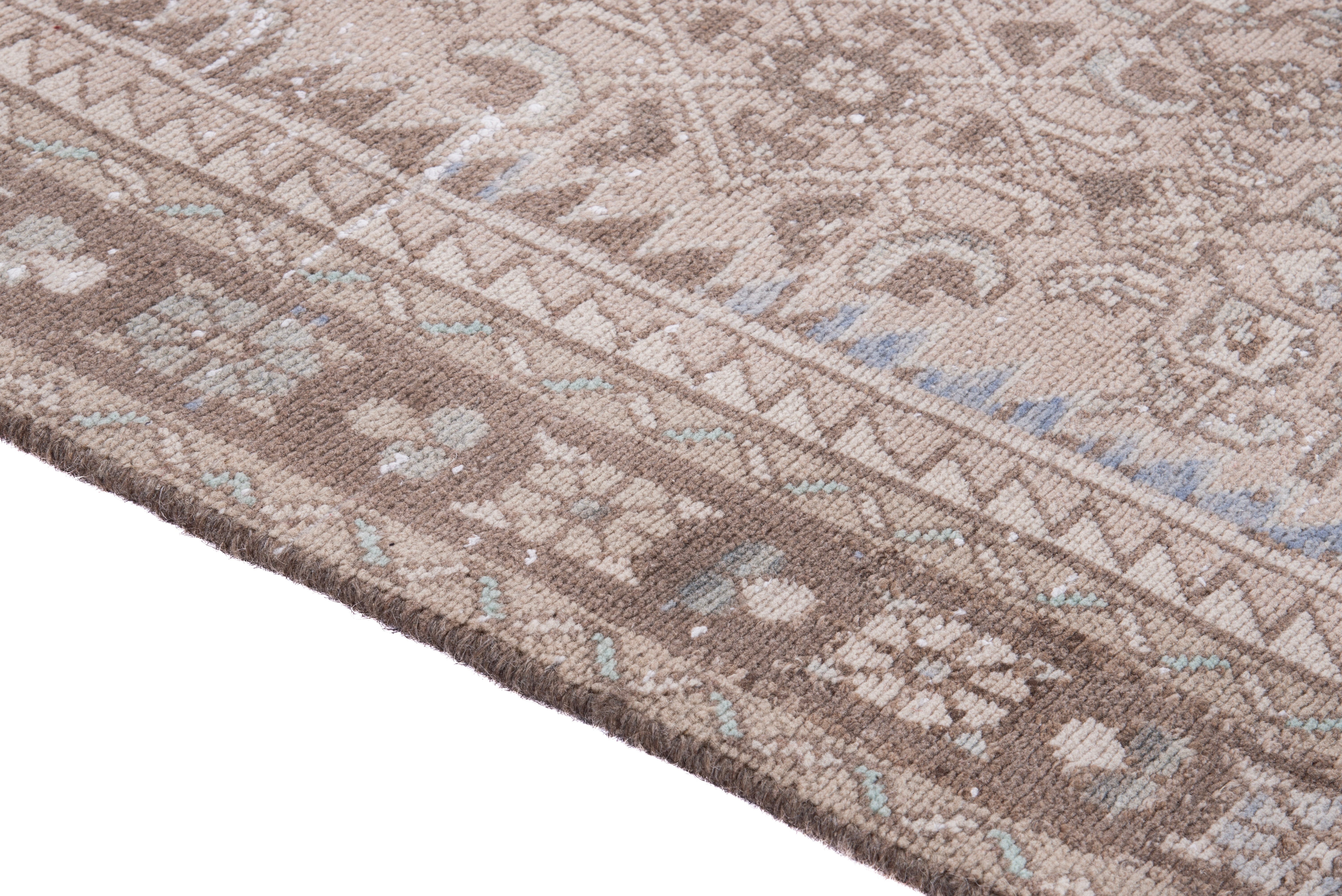 Persian Hamedan runner rug in taupe and greige, view 8 of 17
