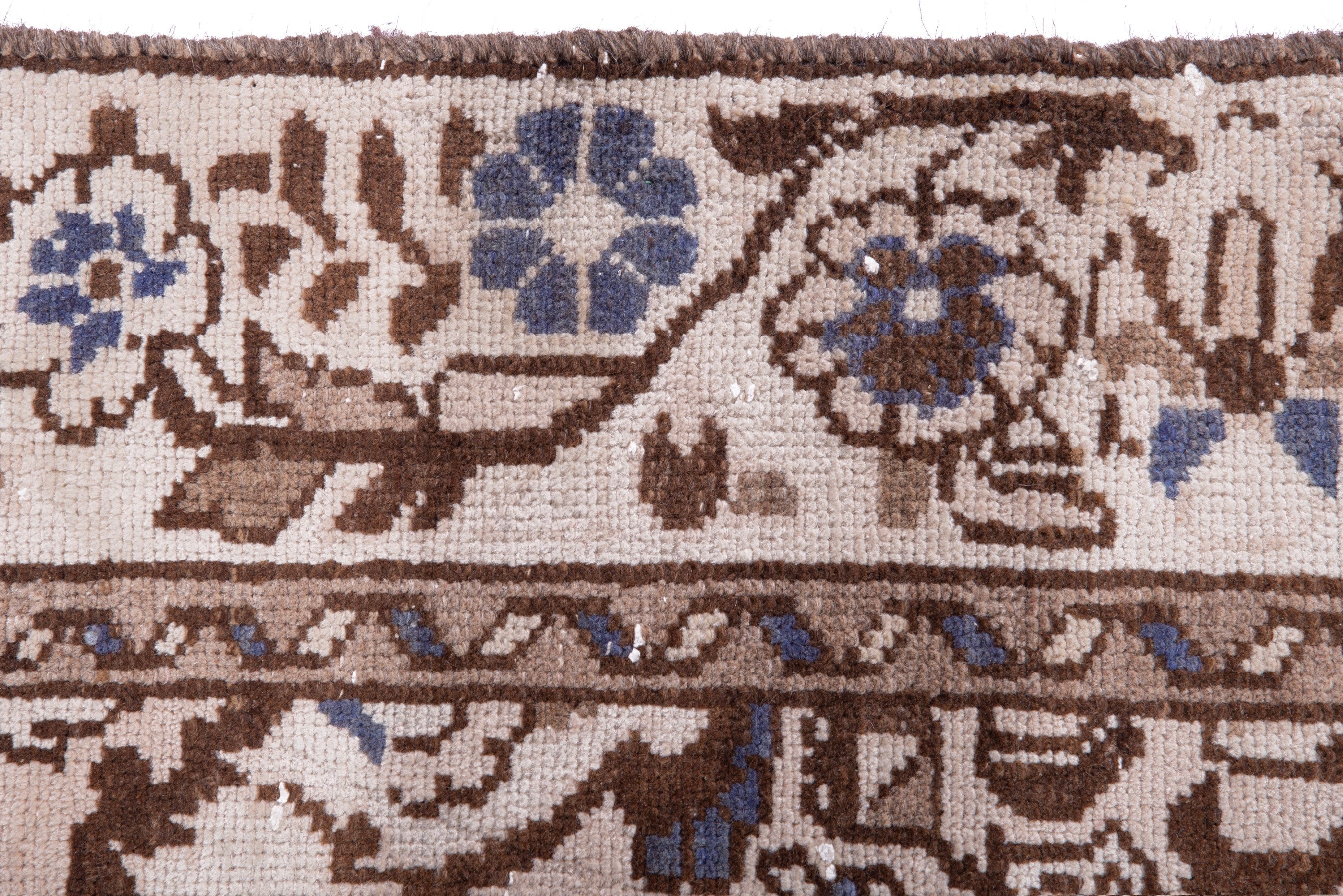 Persian Hamedan runner rug in cream and tan, view 13 of 17