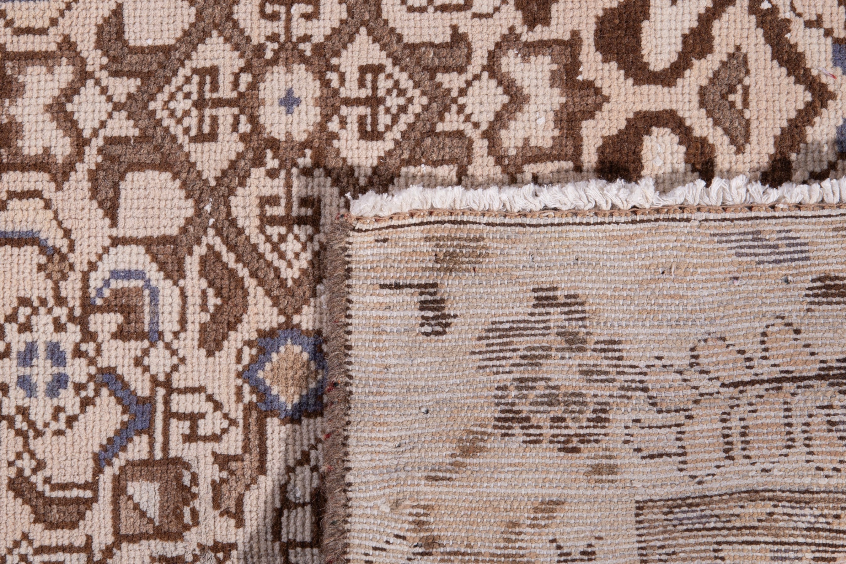 Persian Hamedan runner rug in cream and tan, view 17 of 17