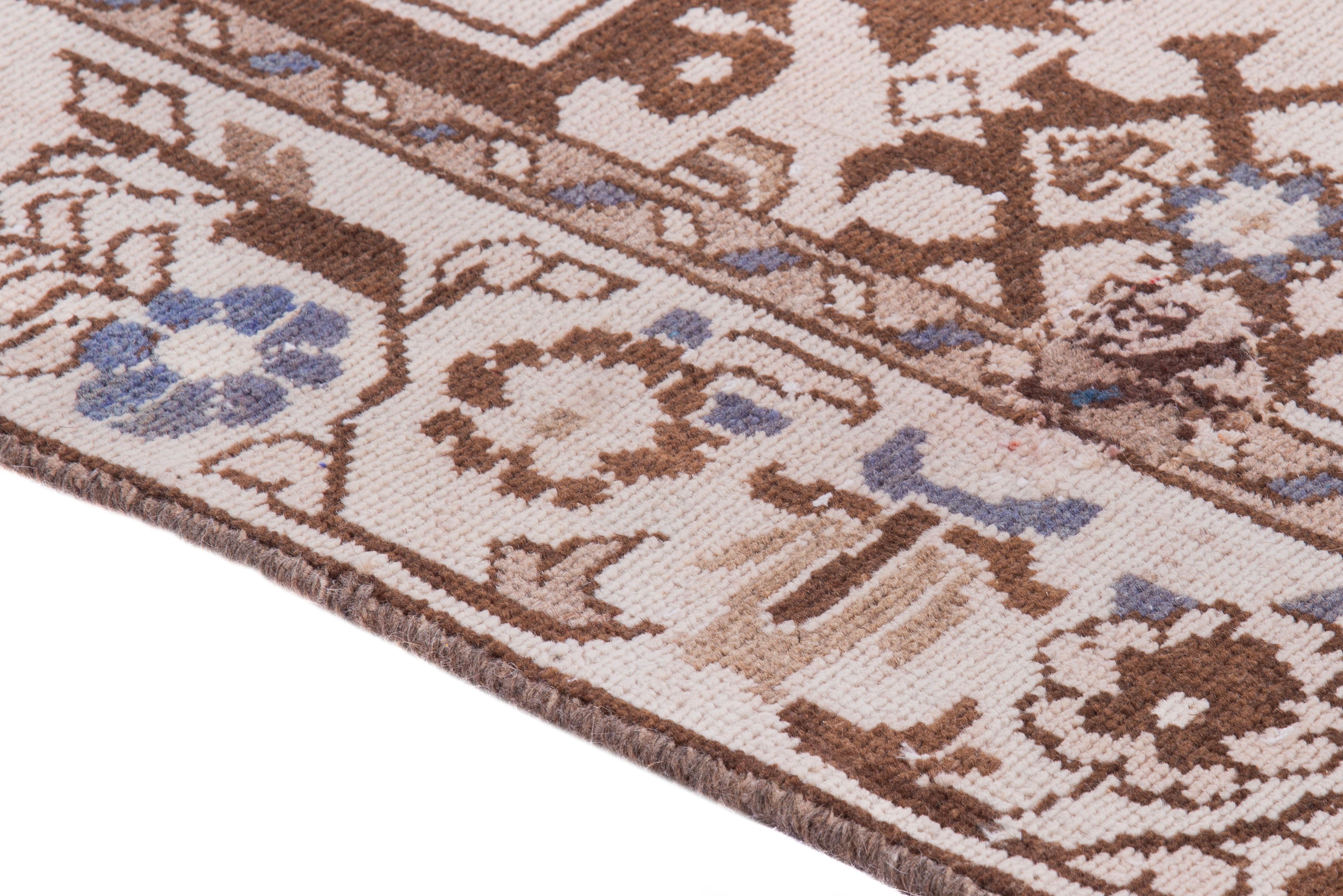 Persian Hamedan runner rug in cream and tan, view 8 of 17