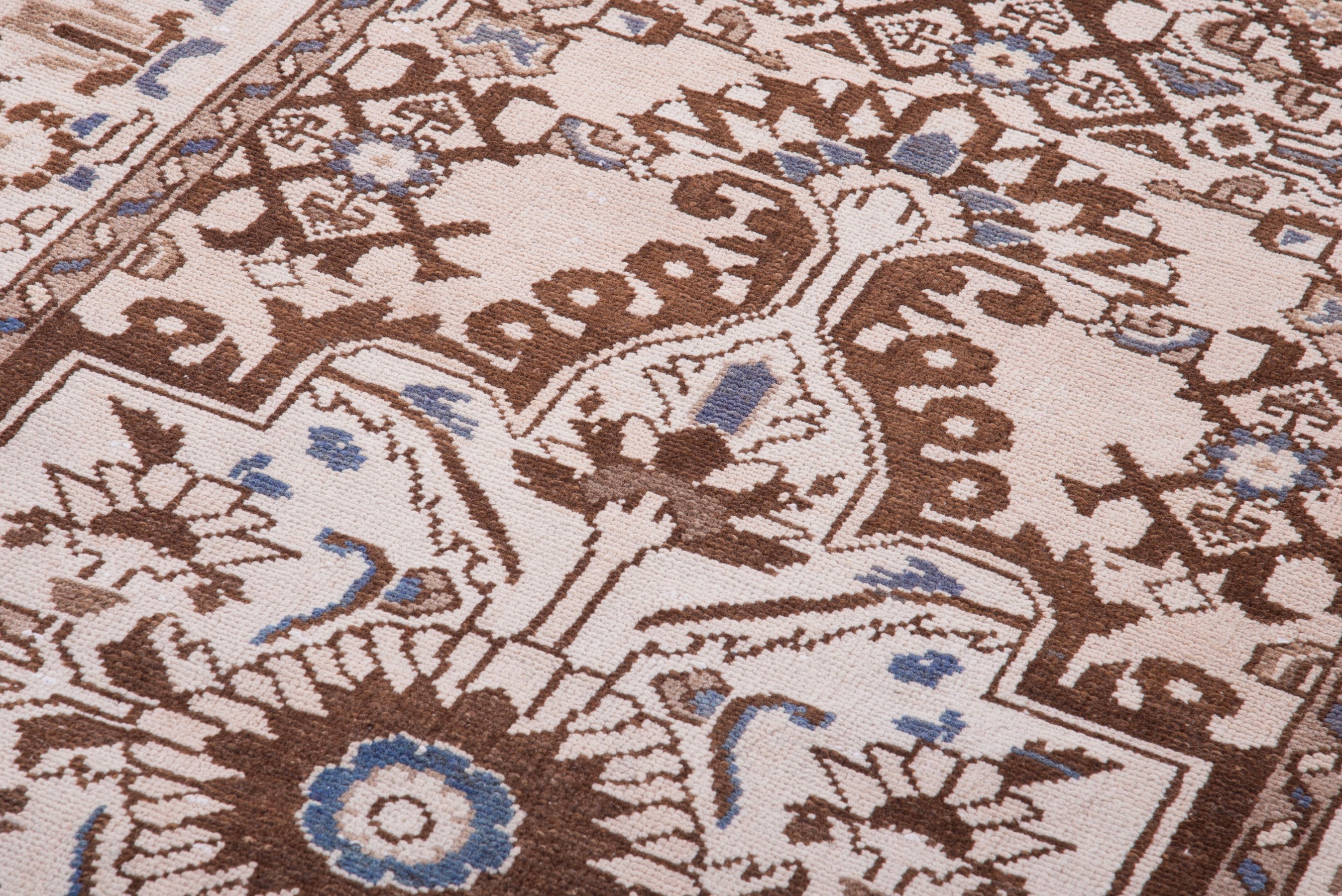 Persian Hamedan runner rug in cream and tan, view 9 of 17