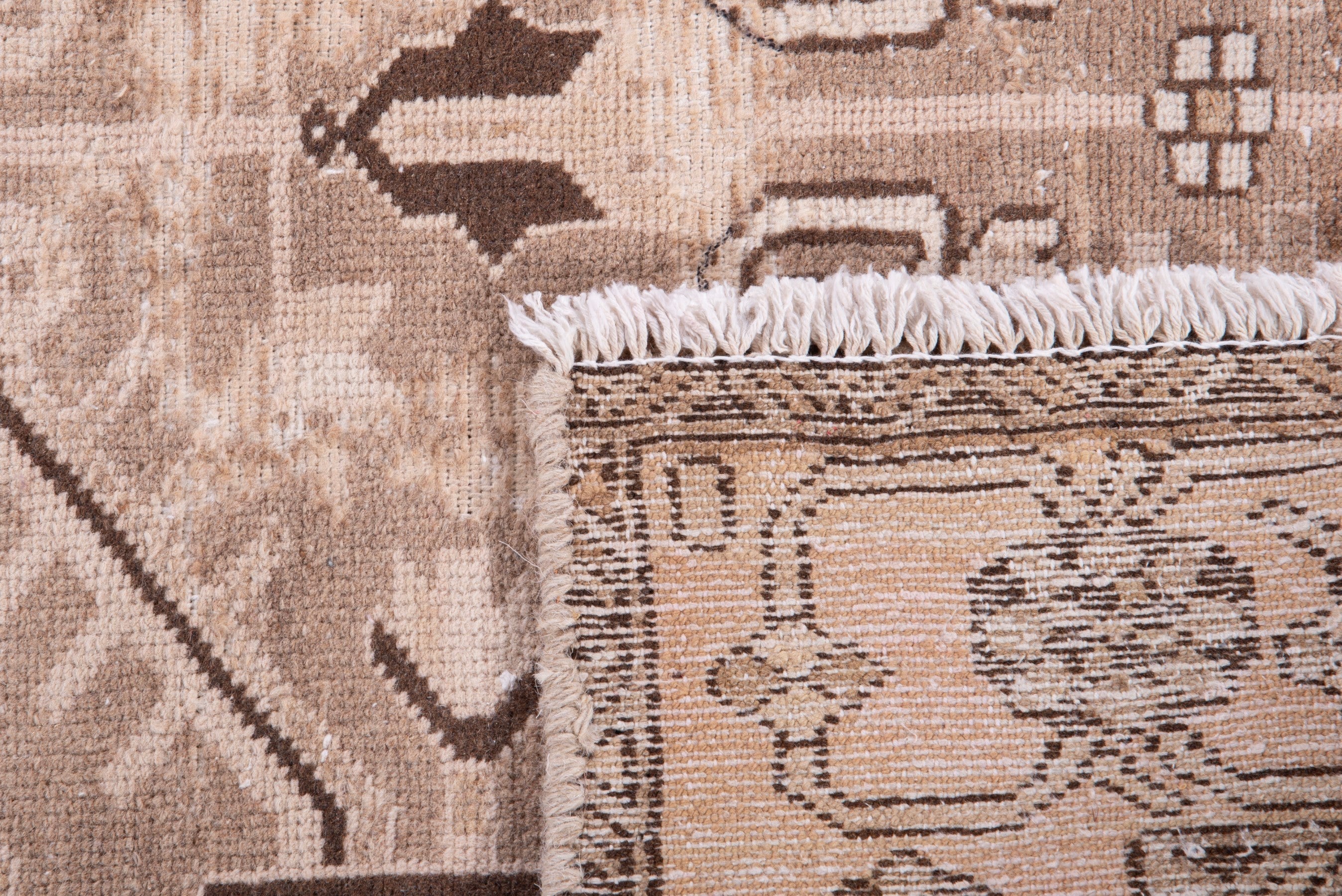 Persian Saveh runner rug in beige and greige, view 16 of 16