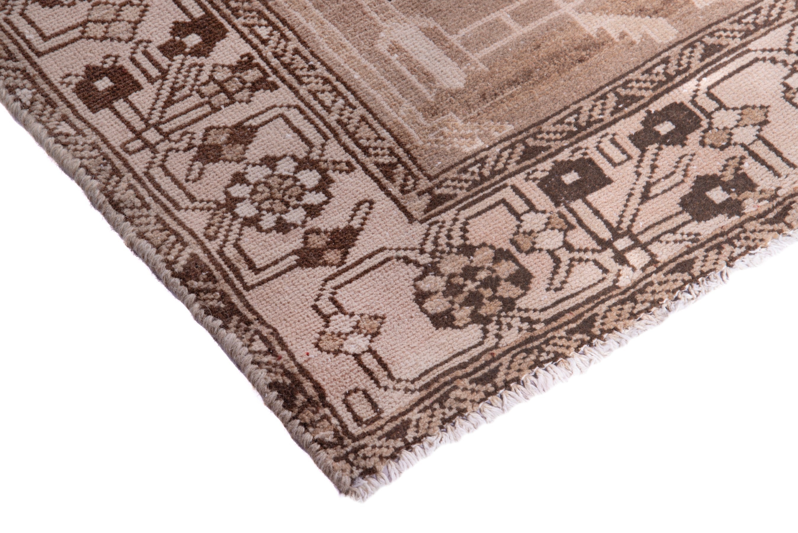 Persian Saveh runner rug in beige and greige, view 4 of 16