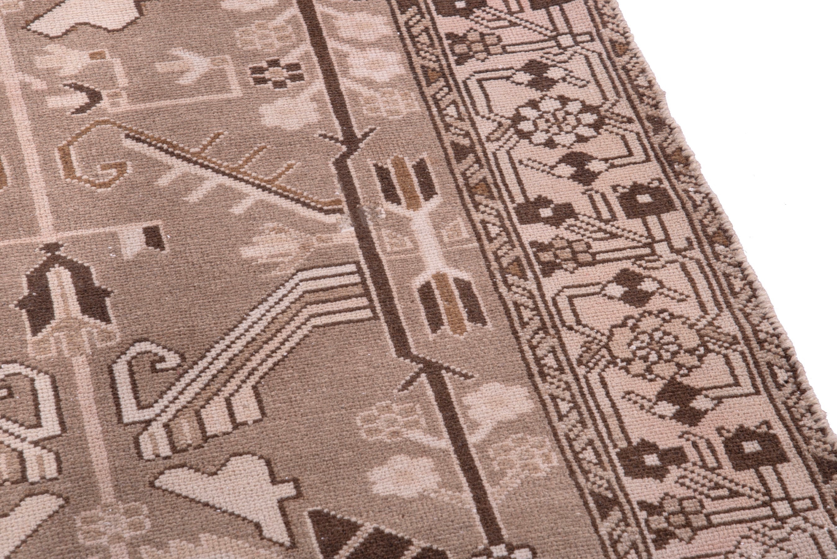 Persian Saveh runner rug in beige and greige, view 7 of 16