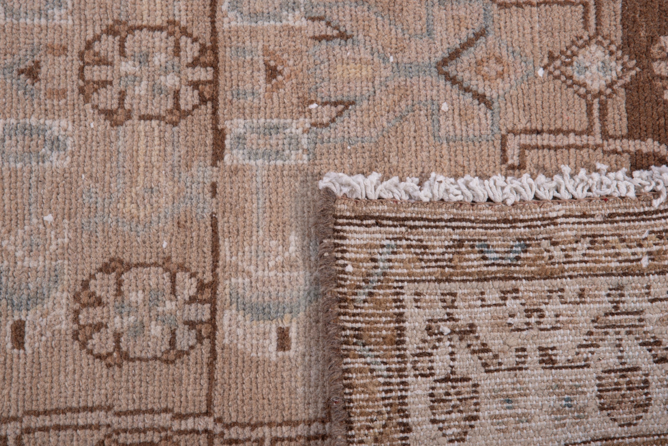 Persian Hamedan runner rug in muted pink and brick, view 17 of 17