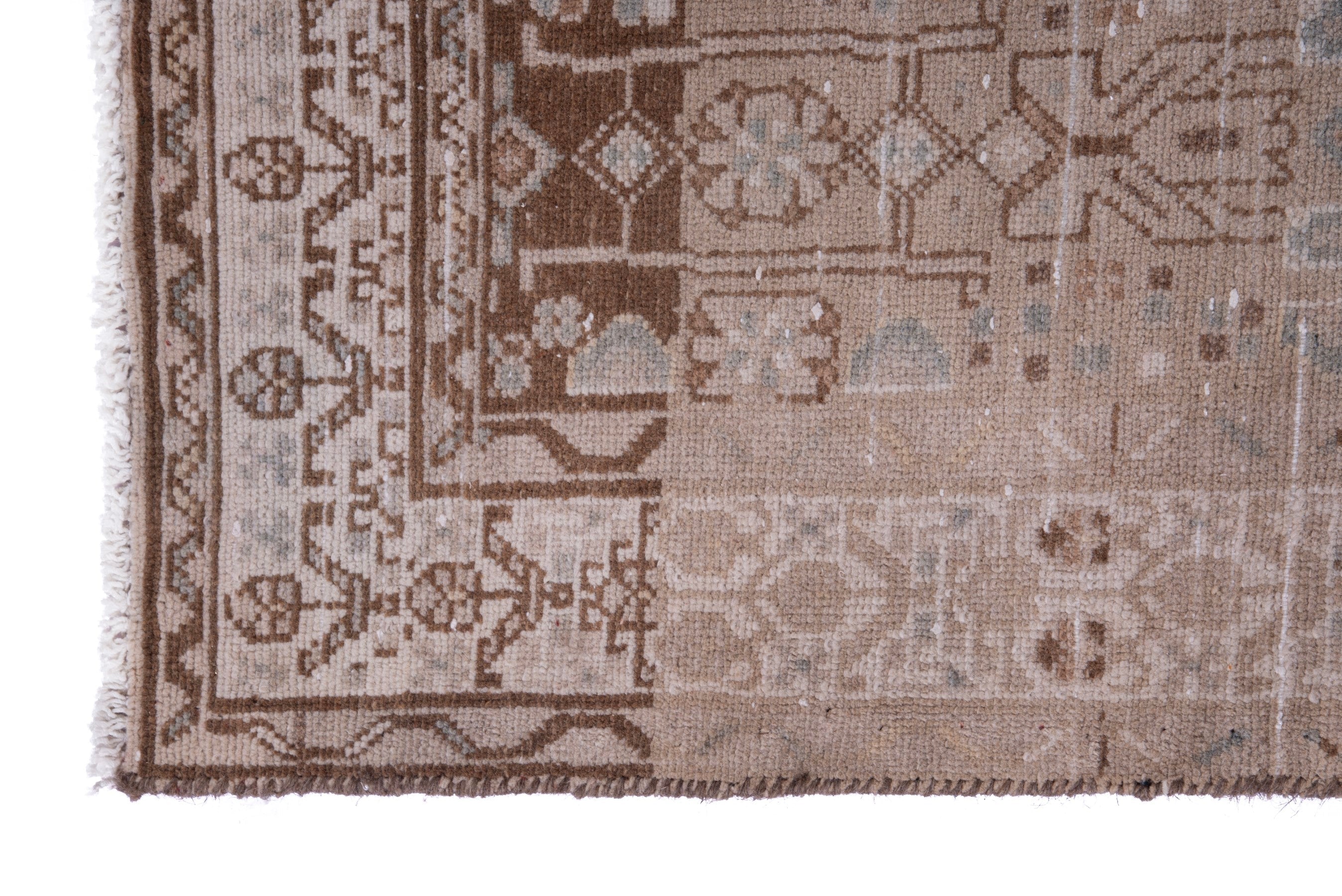 Persian Hamedan runner rug in muted pink and brick, view 5 of 17