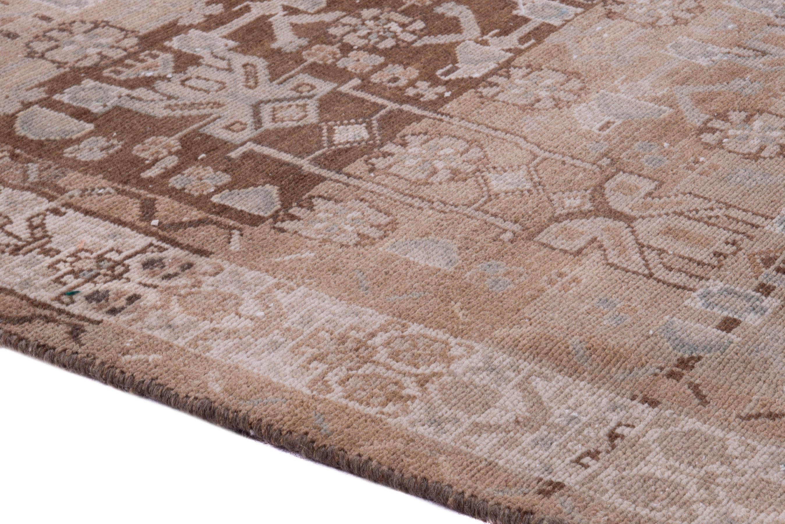 Persian Hamedan runner rug in muted pink and brick, view 8 of 17