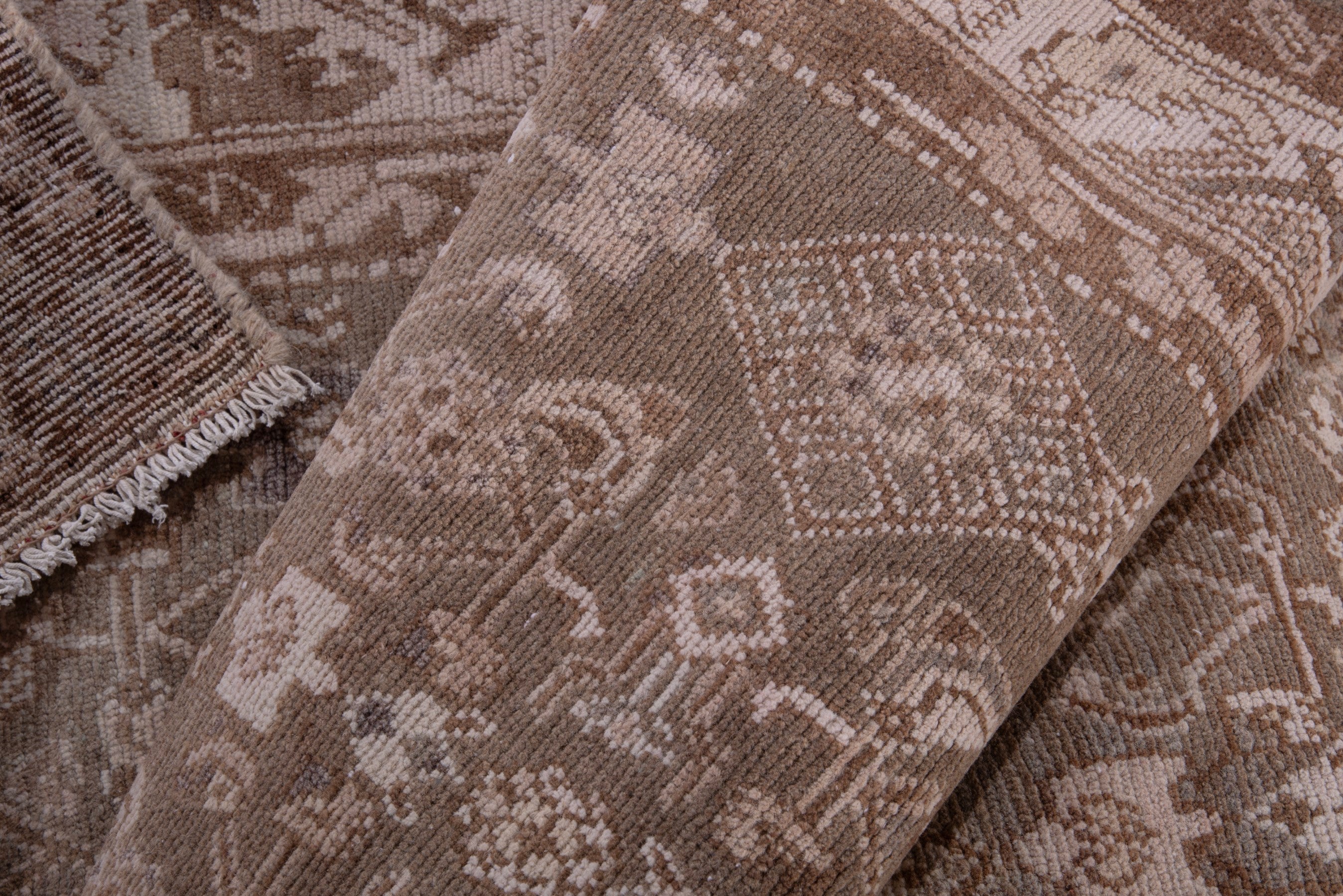 Persian Hamedan runner rug in taupe and dusty rose, view 14 of 16