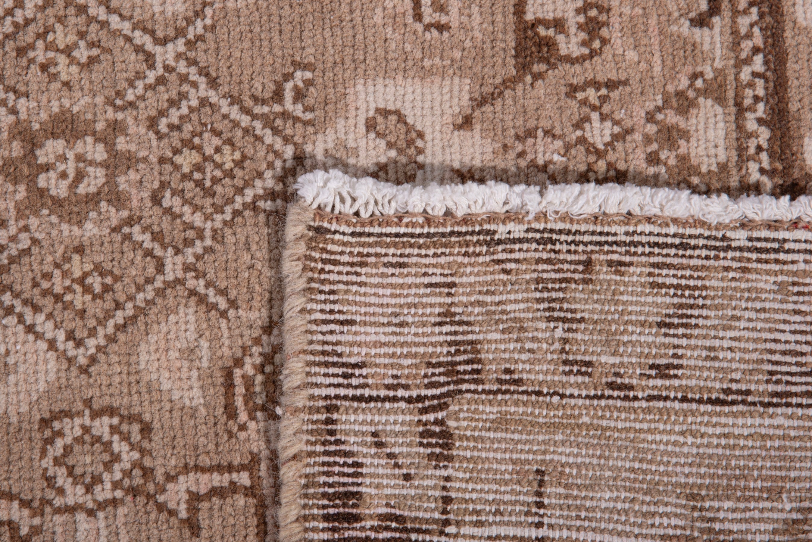 Persian Hamedan runner rug in taupe and dusty rose, view 16 of 16