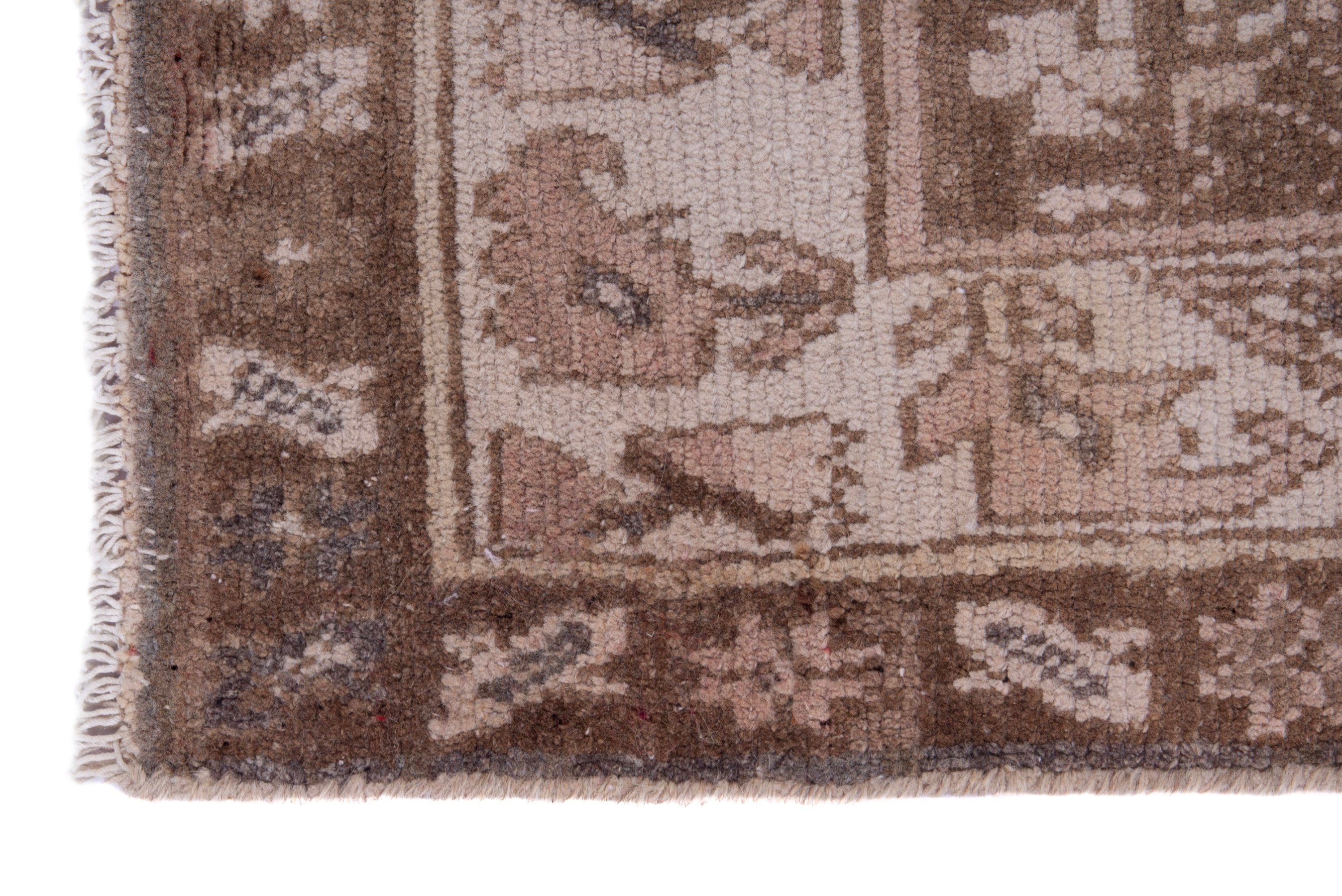 Persian Hamedan runner rug in taupe and dusty rose, view 5 of 16
