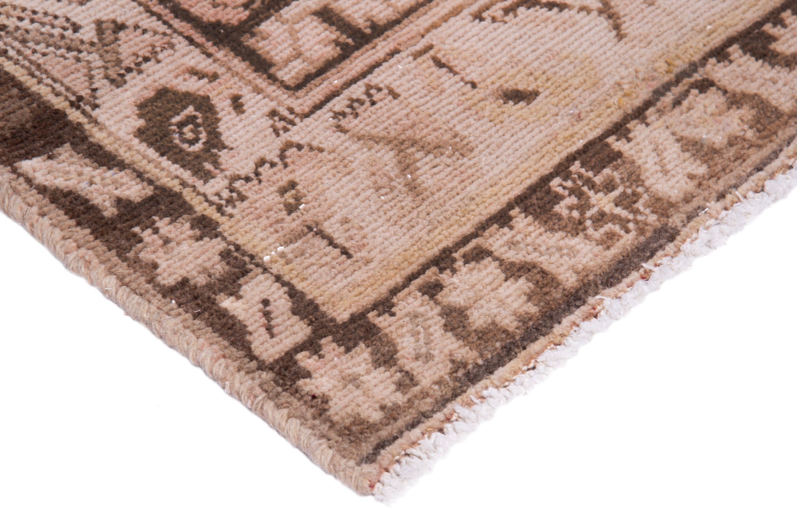 Persian Hamedan runner rug in taupe and dusty rose, view 4 of 16