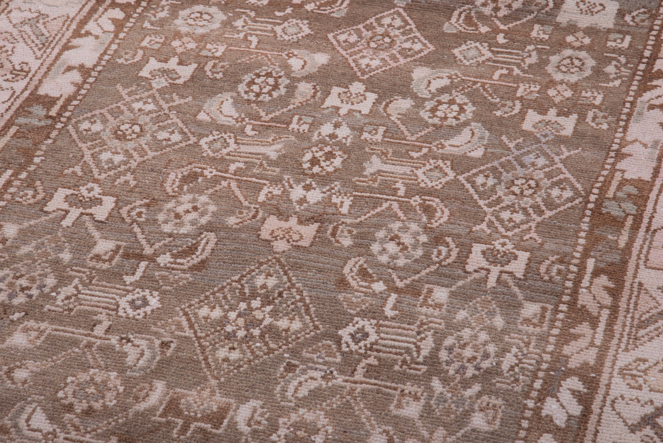 Persian Hamedan runner rug in taupe and dusty rose, view 9 of 16