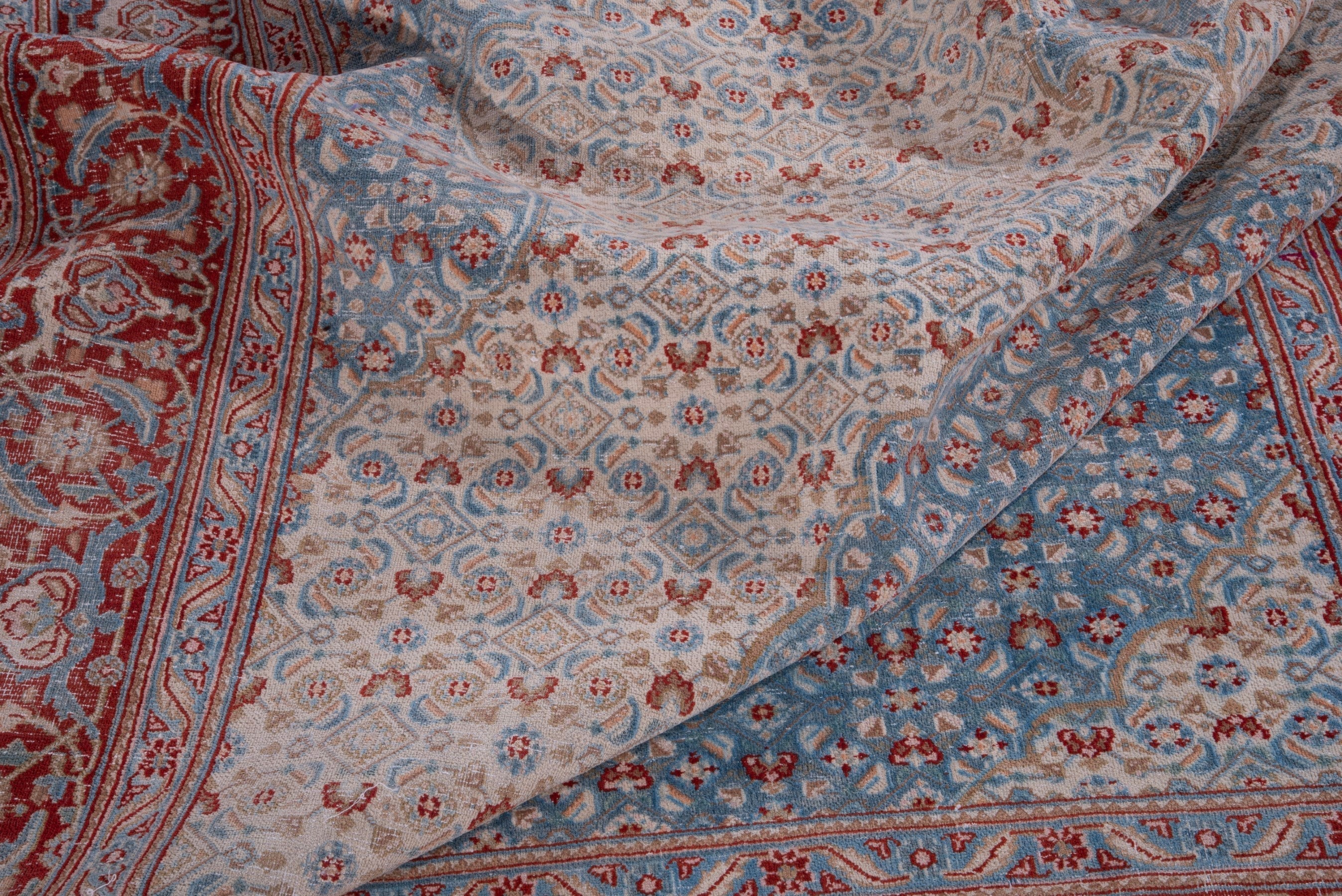 Persian Birjand area rug in cream and rust, view 15 of 17