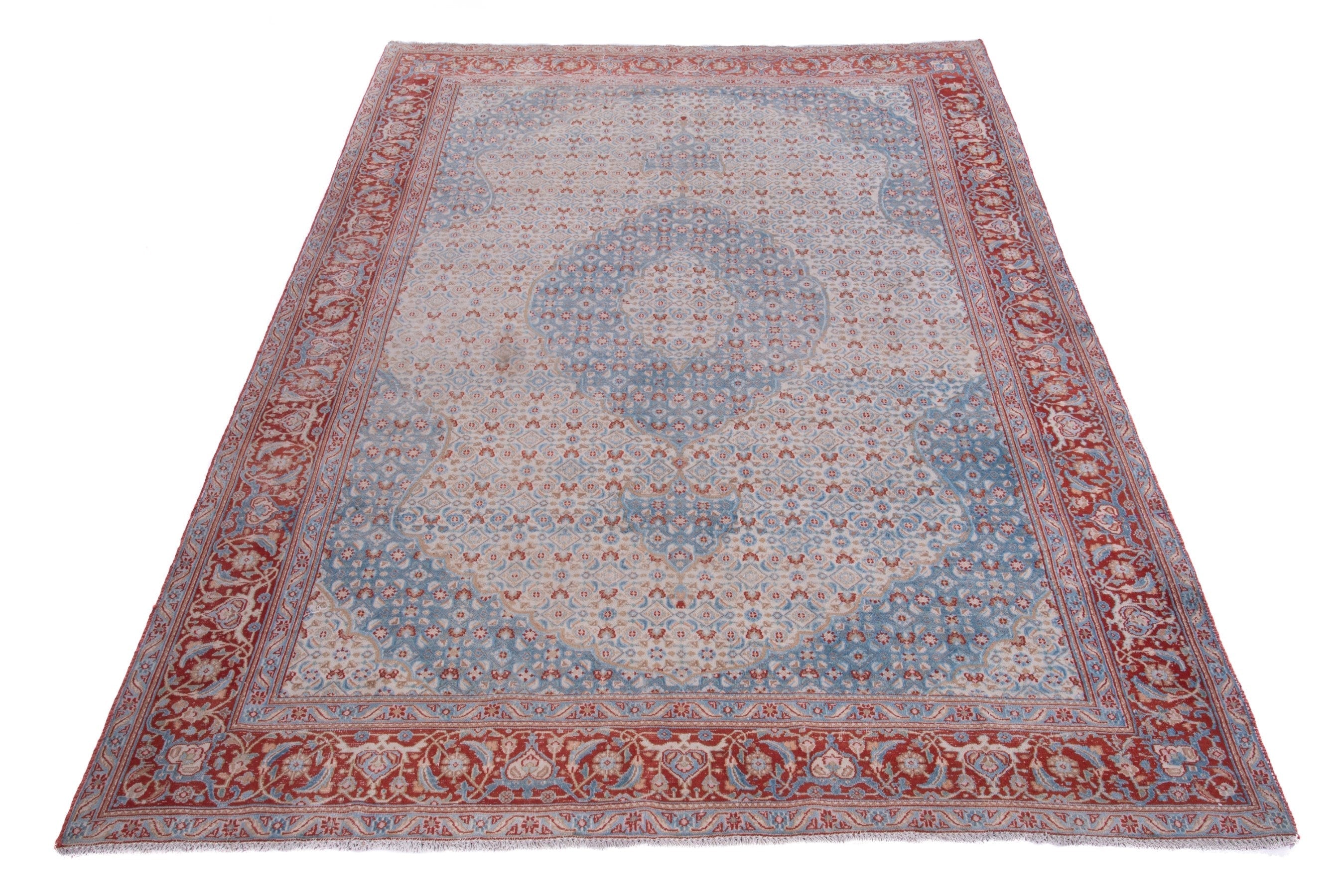 Persian Birjand area rug in cream and rust, view 2 of 17