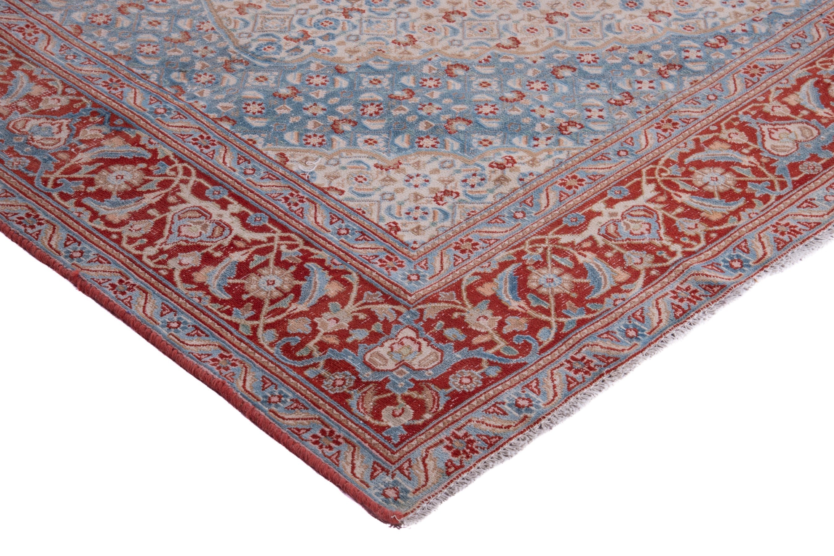 Persian Birjand area rug in cream and rust, view 4 of 17