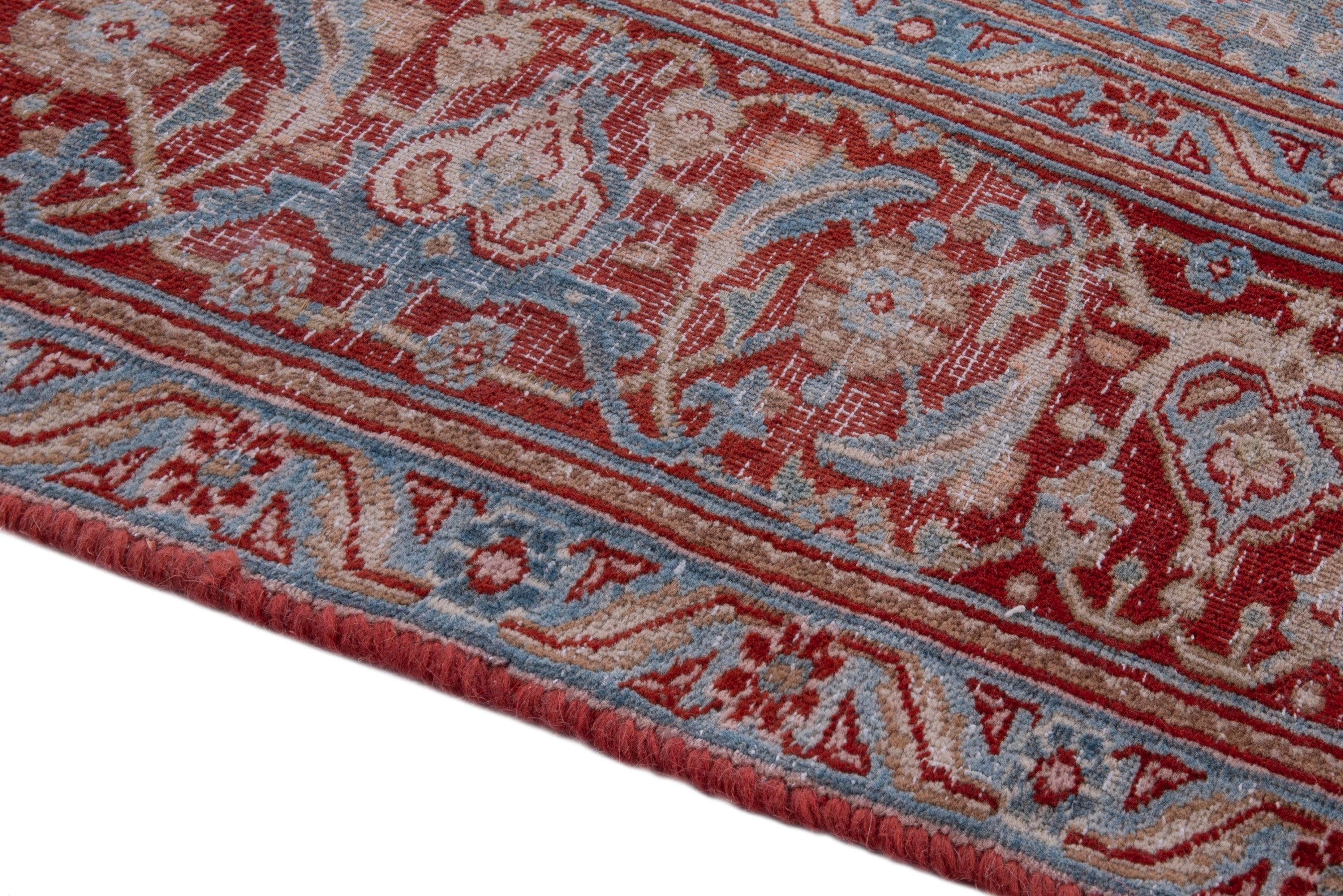 Persian Birjand area rug in cream and rust, view 8 of 17