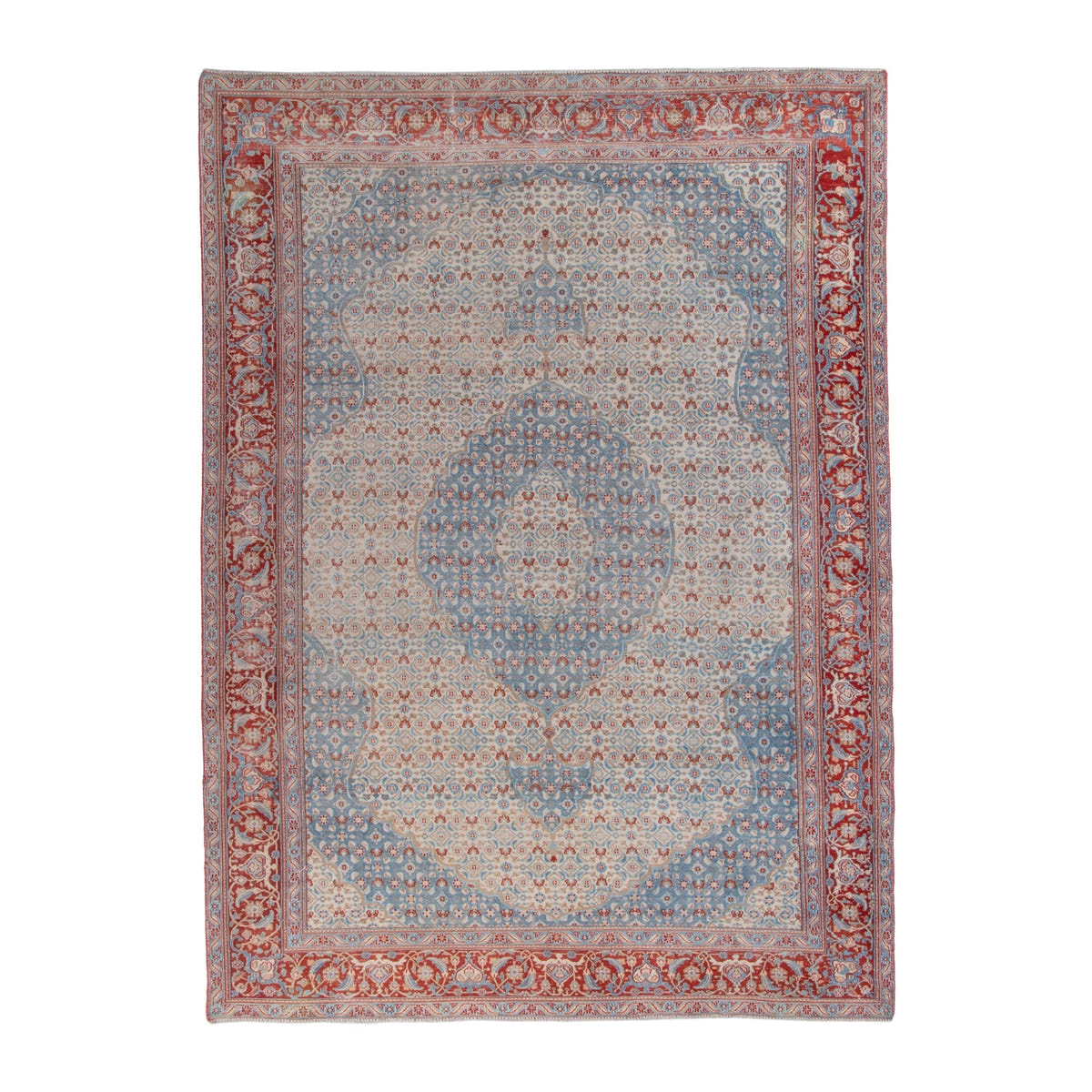 Persian Birjand area rug in cream and rust, 6'4" x 8'10"
