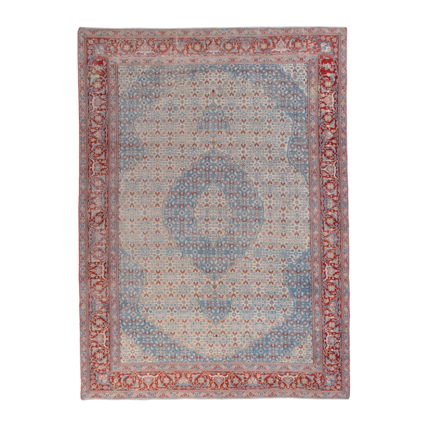 Persian Birjand area rug in cream and rust, 6'4" x 8'10"