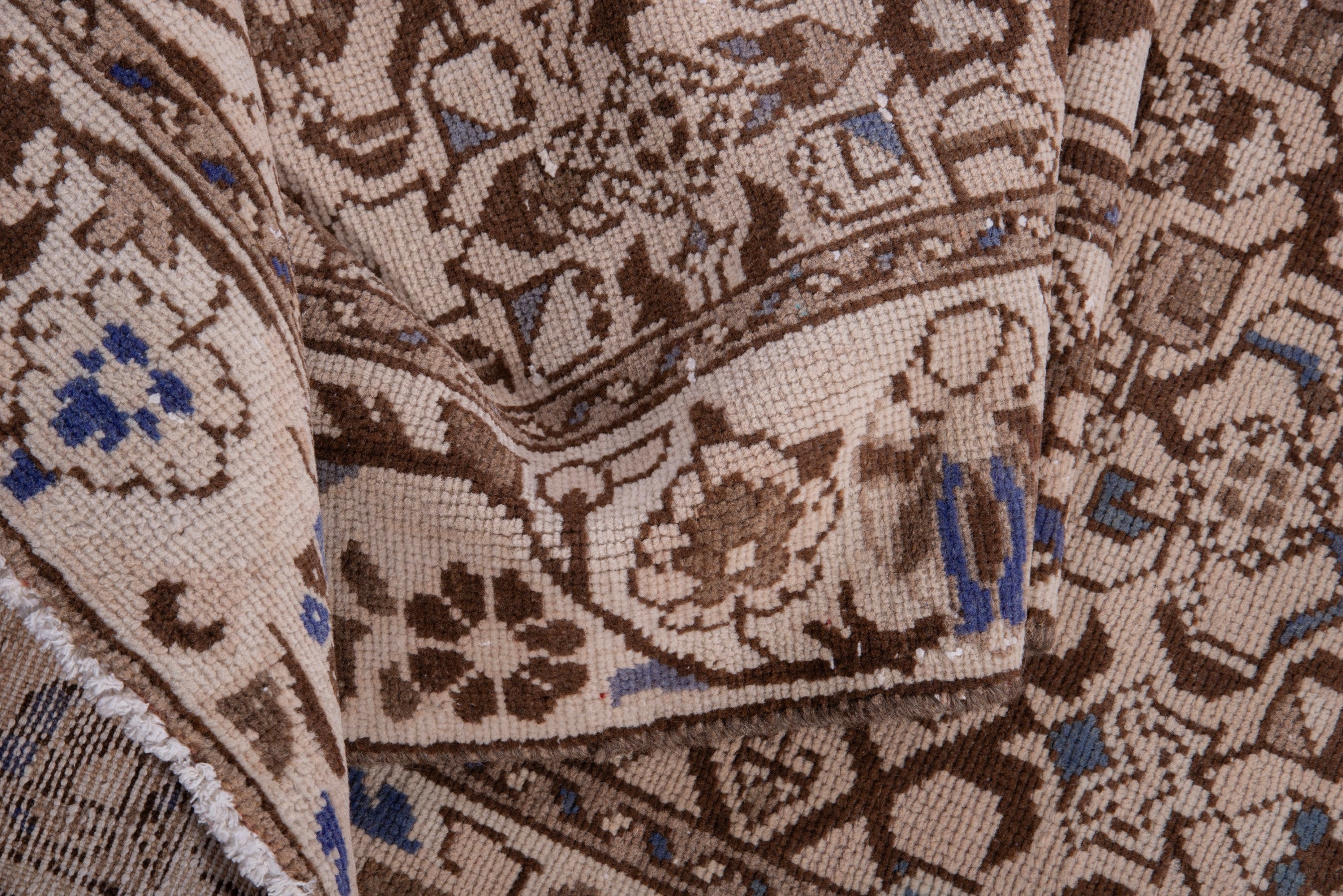 Persian Hamedan runner rug in beige and tan, view 14 of 17