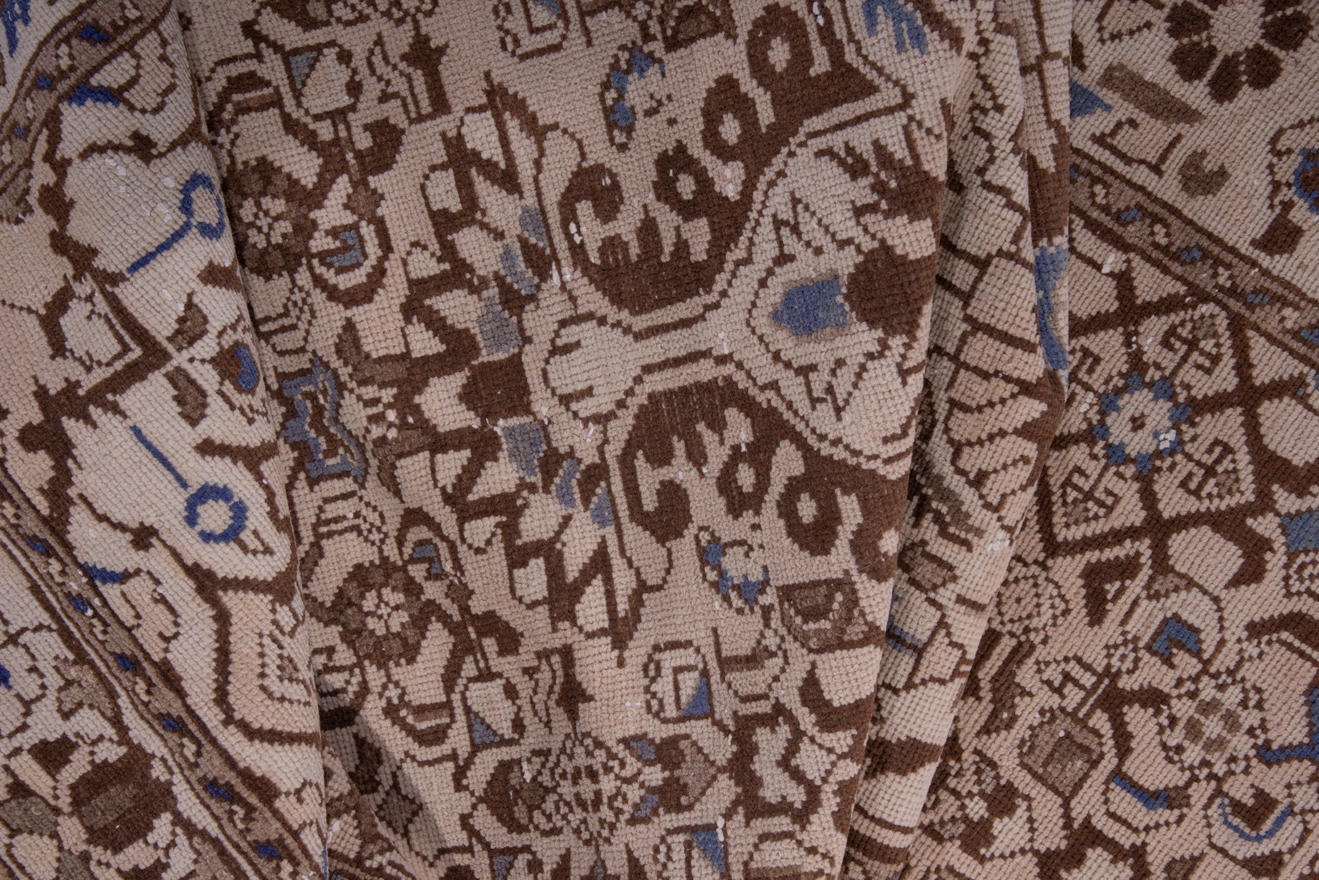 Persian Hamedan runner rug in beige and tan, view 16 of 17