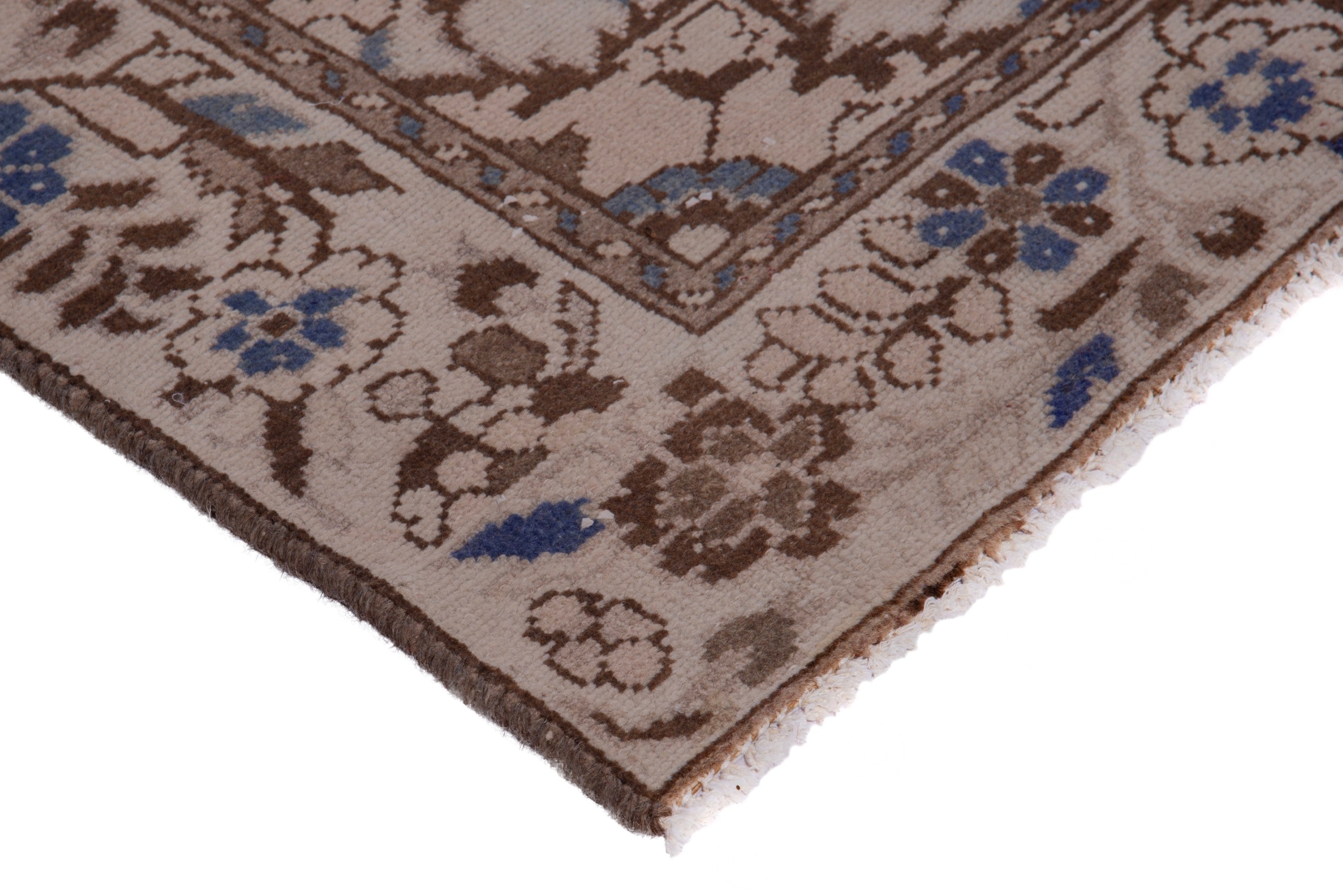 Persian Hamedan runner rug in beige and tan, view 4 of 17