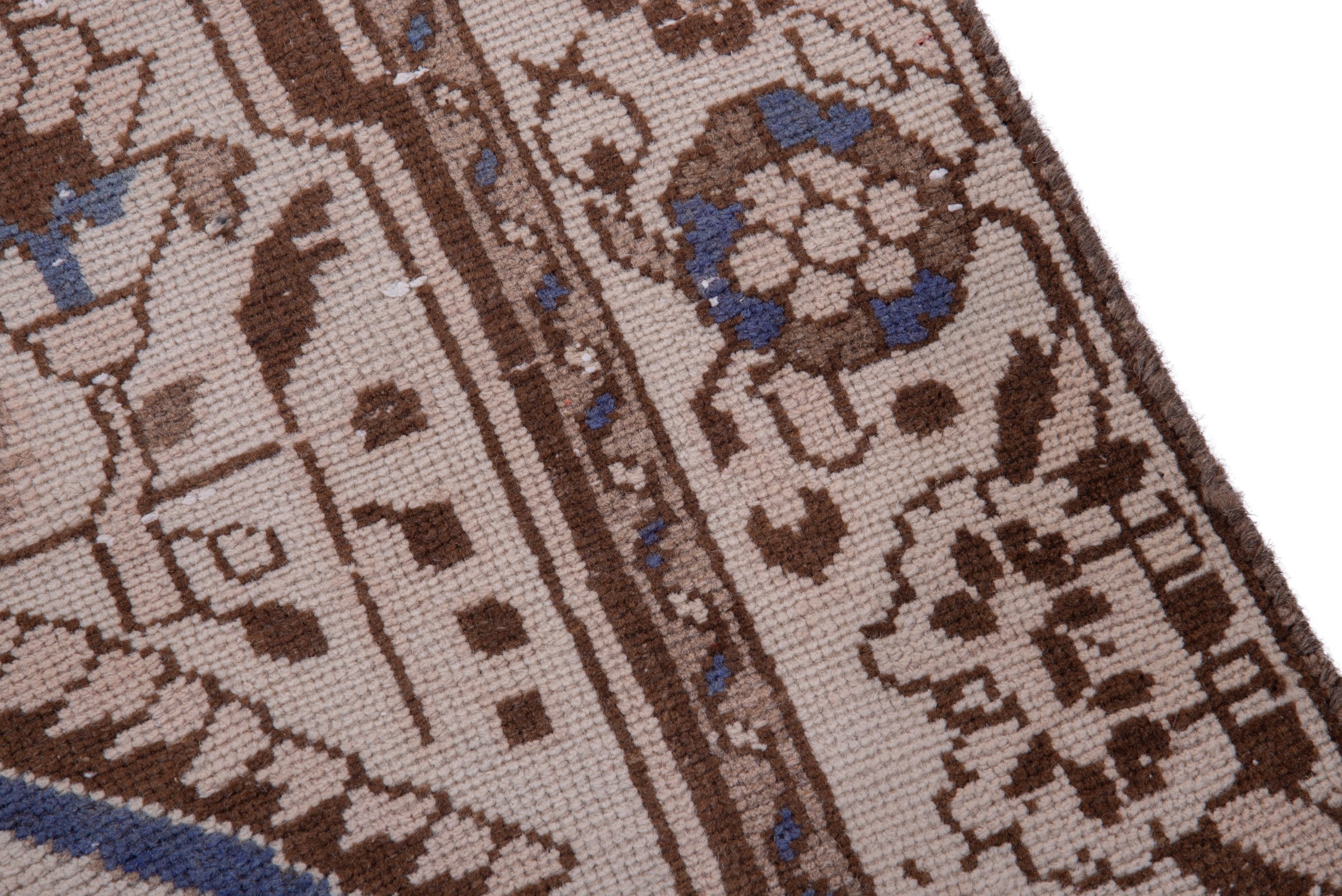 Persian Hamedan runner rug in beige and tan, view 7 of 17
