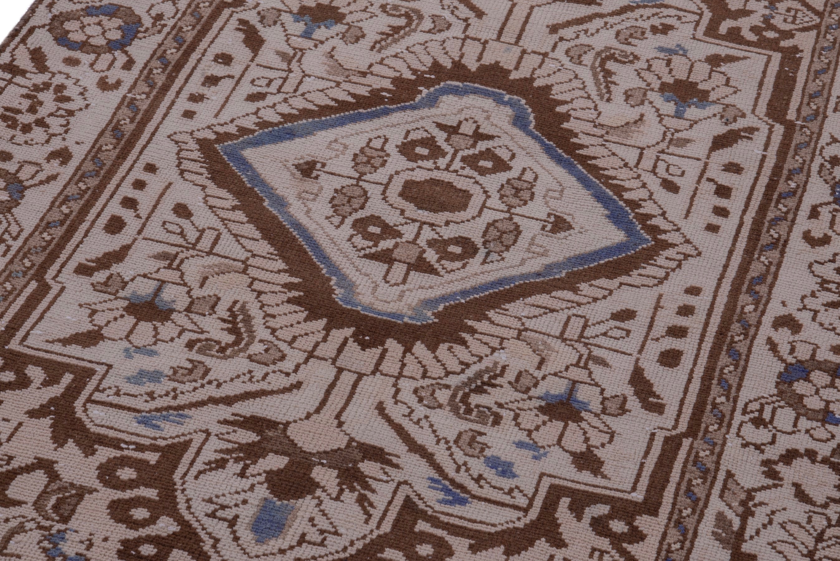 Persian Hamedan runner rug in beige and tan, view 9 of 17