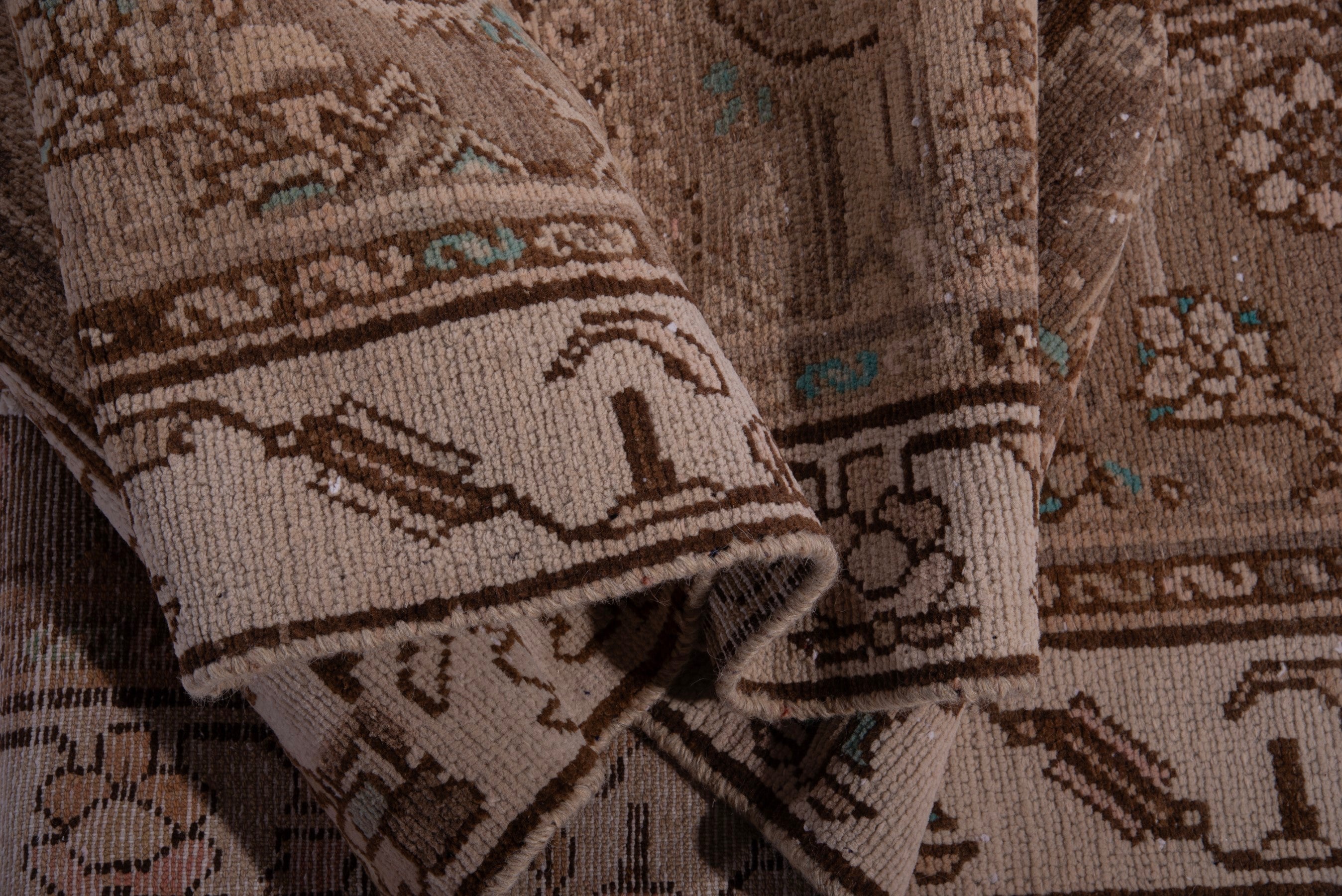 Persian Hamedan runner rug in taupe and greige, view 15 of 17