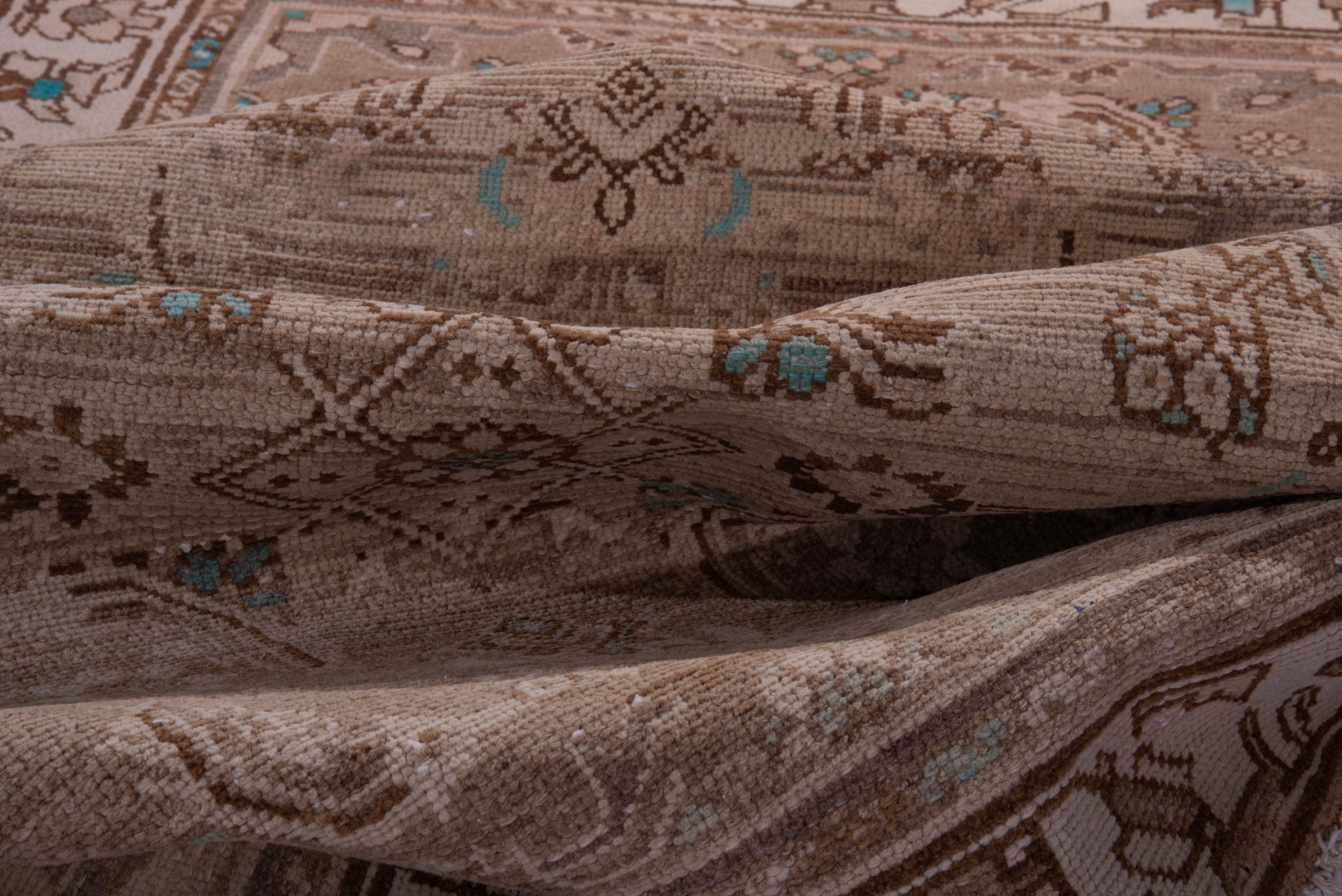 Persian Hamedan runner rug in taupe and greige, view 16 of 17