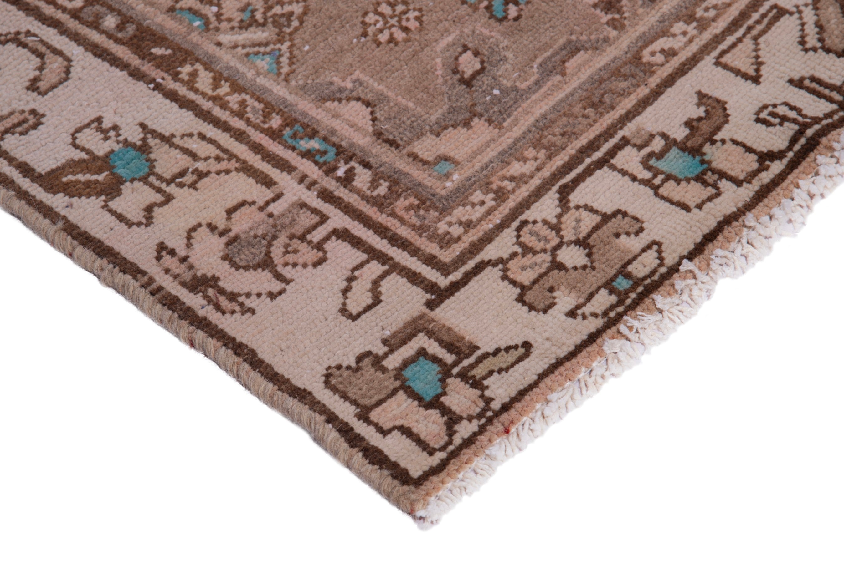 Persian Hamedan runner rug in taupe and greige, view 4 of 17