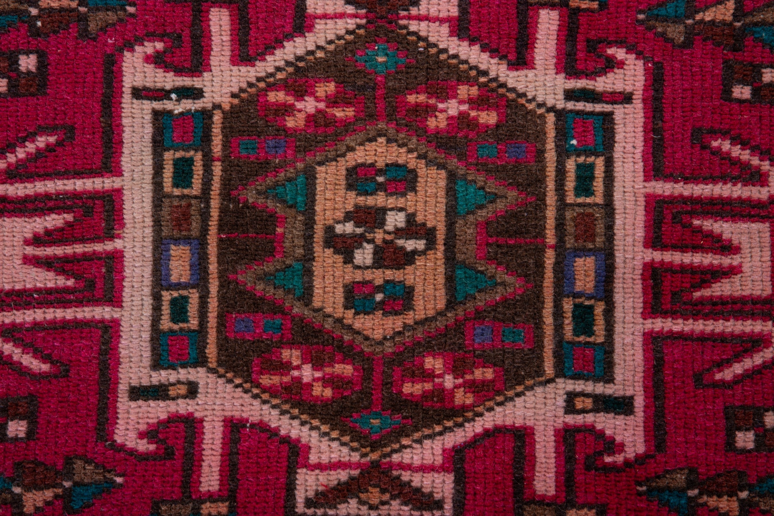 Persian Gharajeh runner rug in deep red and off-white, view 8 of 15