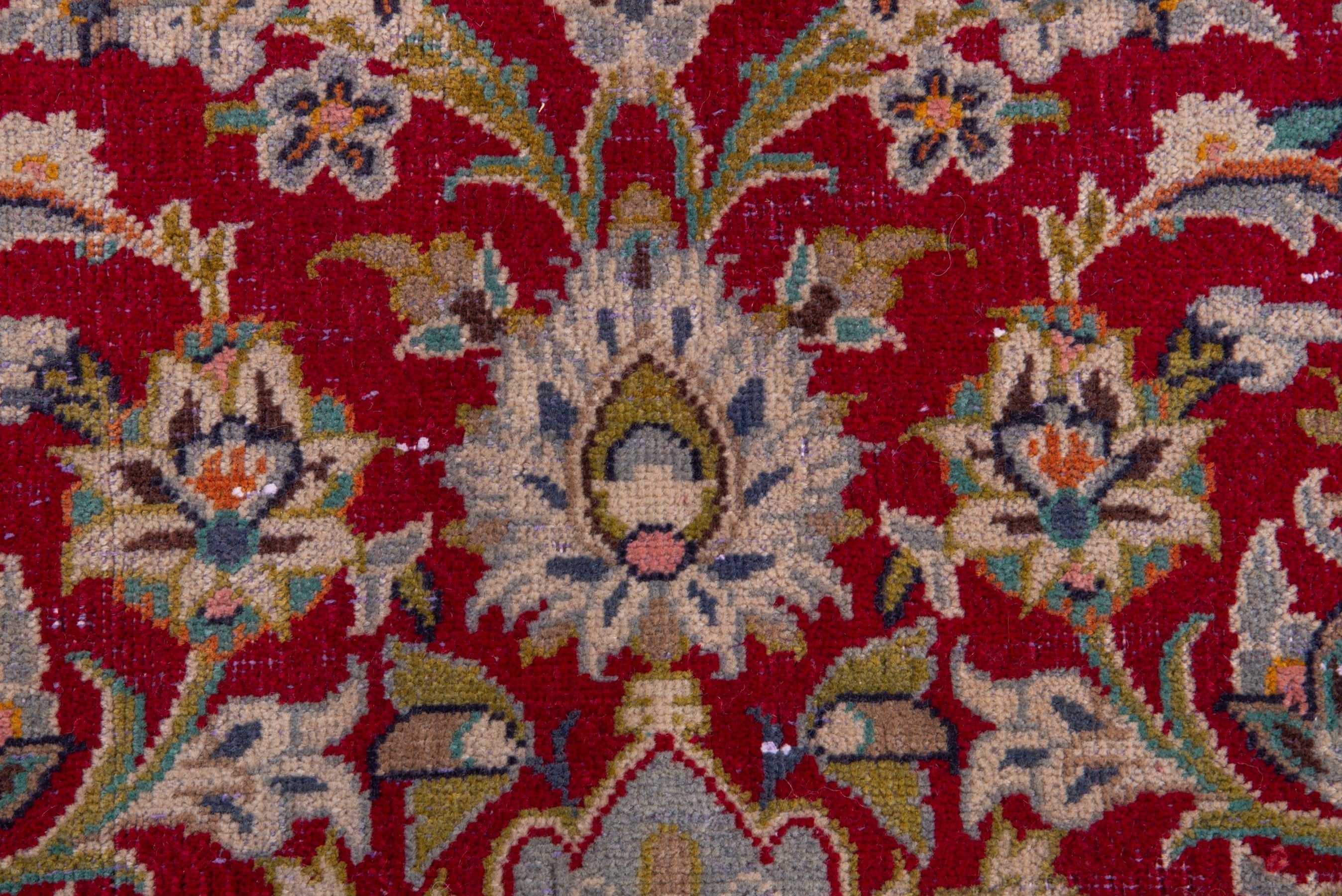 Persian Kashan runner rug in deep red and sage, view 9 of 19