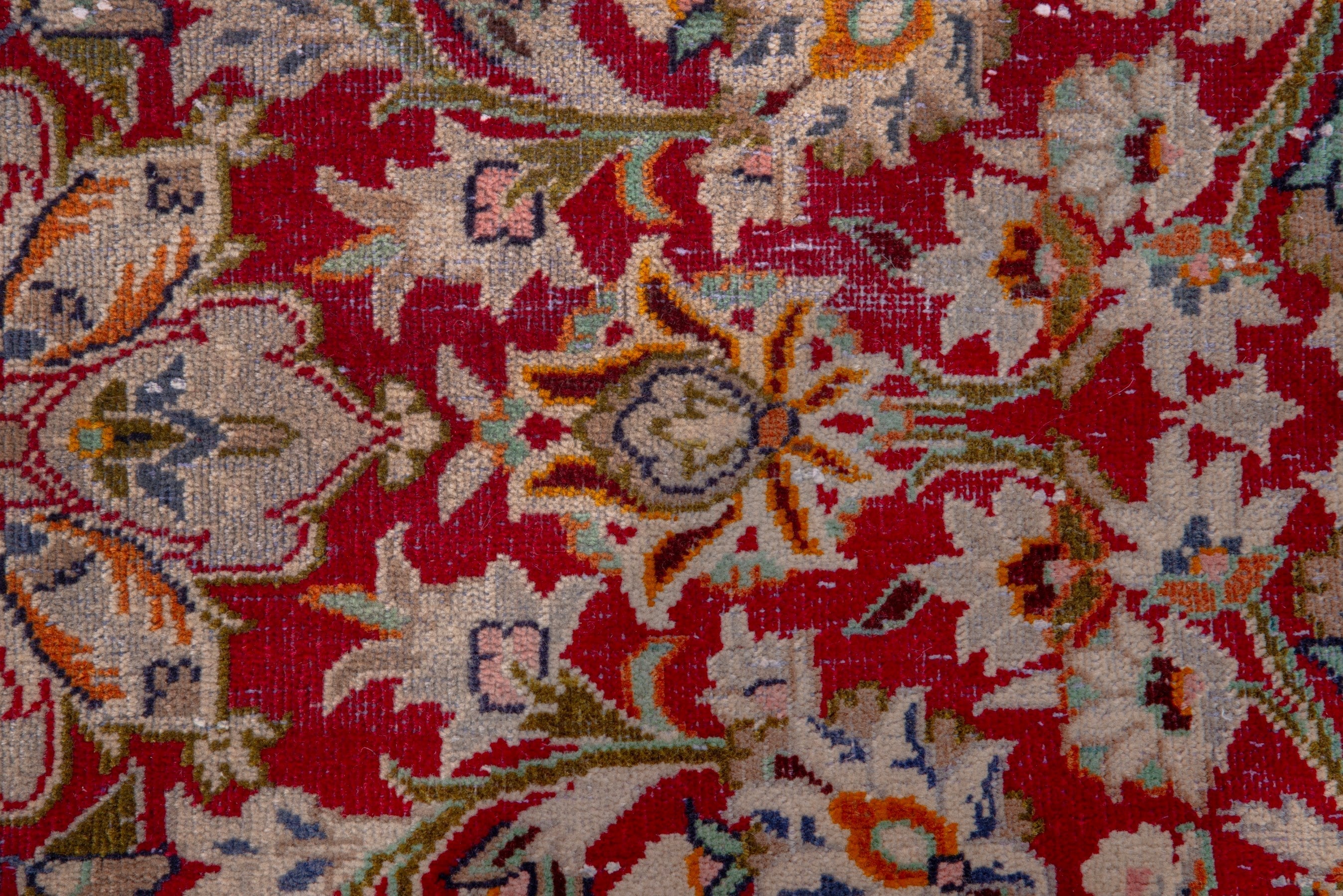 Persian Kashan runner rug in deep red and sage, view 10 of 19