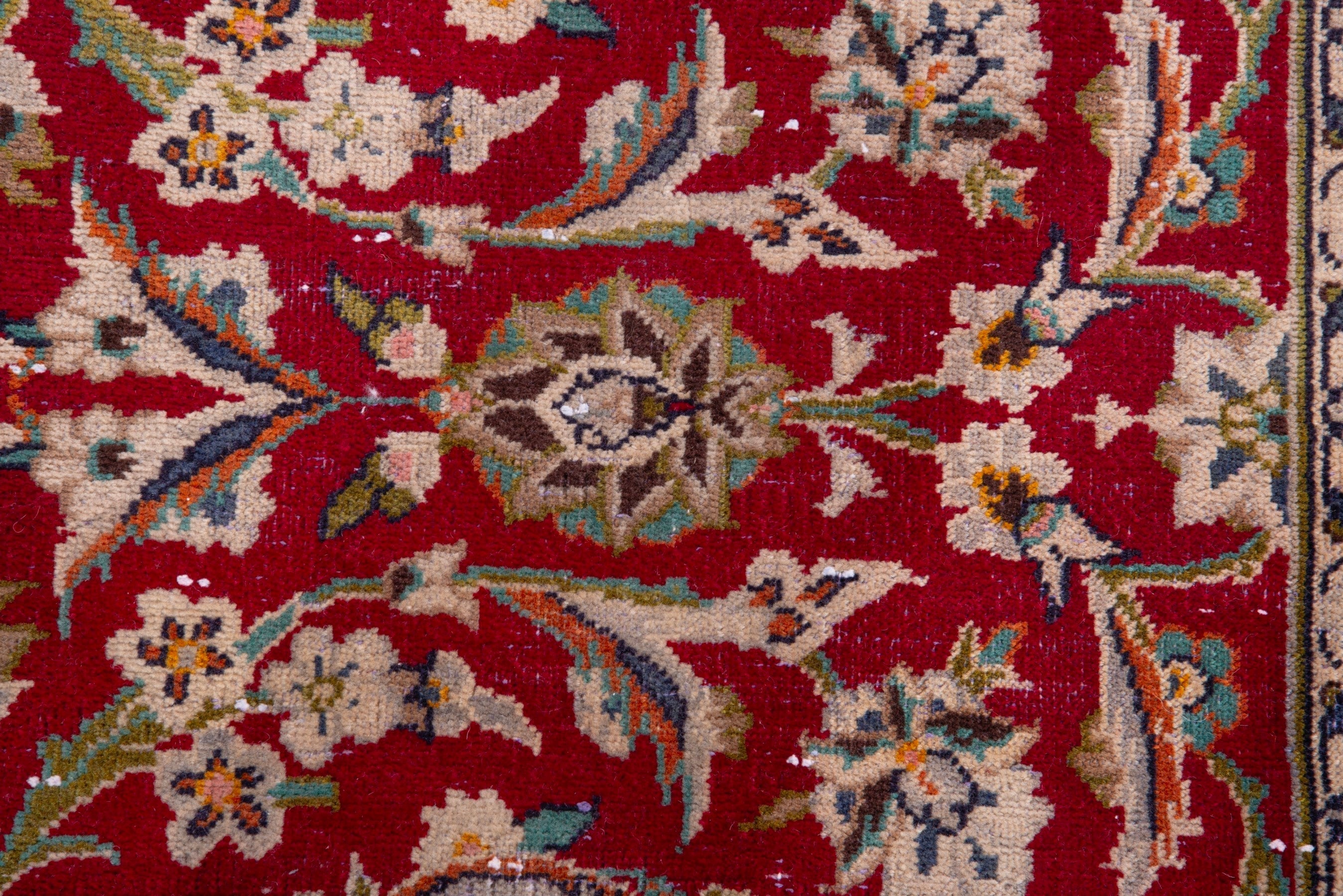 Persian Kashan runner rug in deep red and sage, view 12 of 19