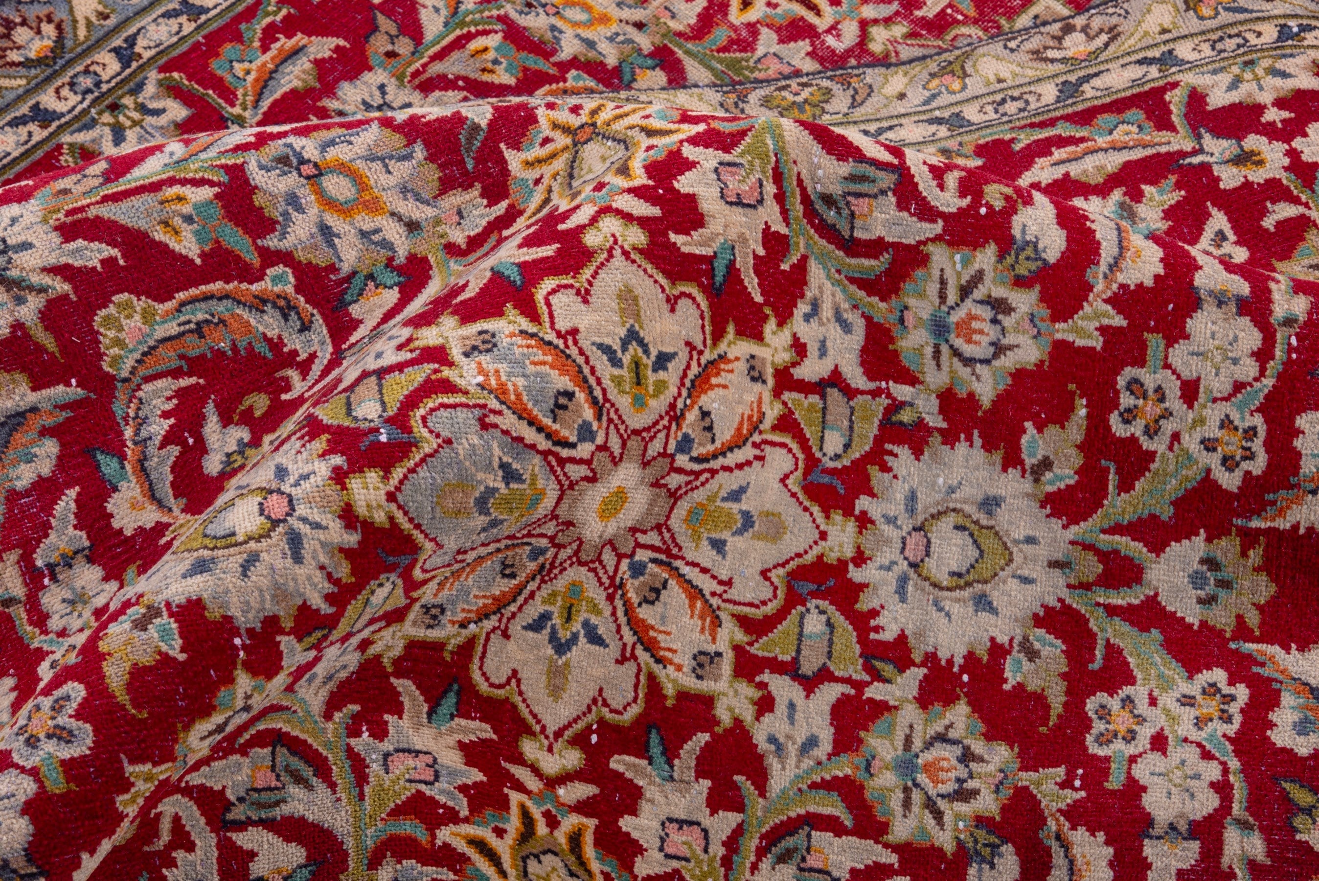 Persian Kashan runner rug in deep red and sage, view 14 of 19