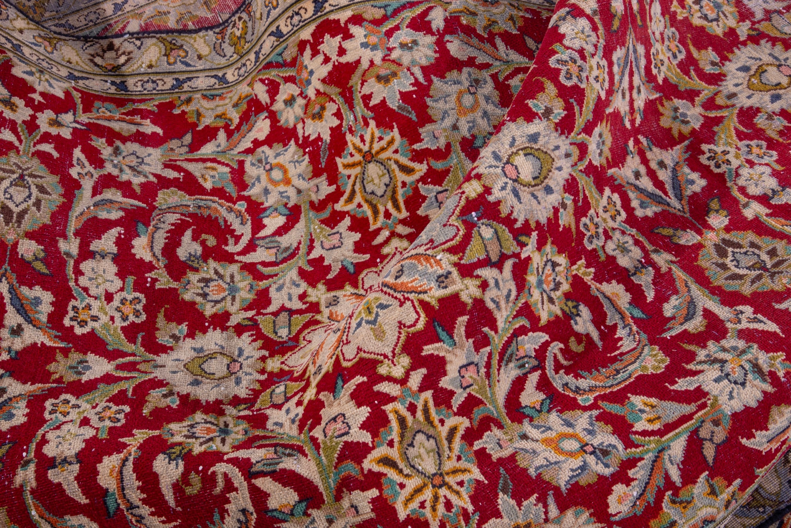 Persian Kashan runner rug in deep red and sage, view 16 of 19
