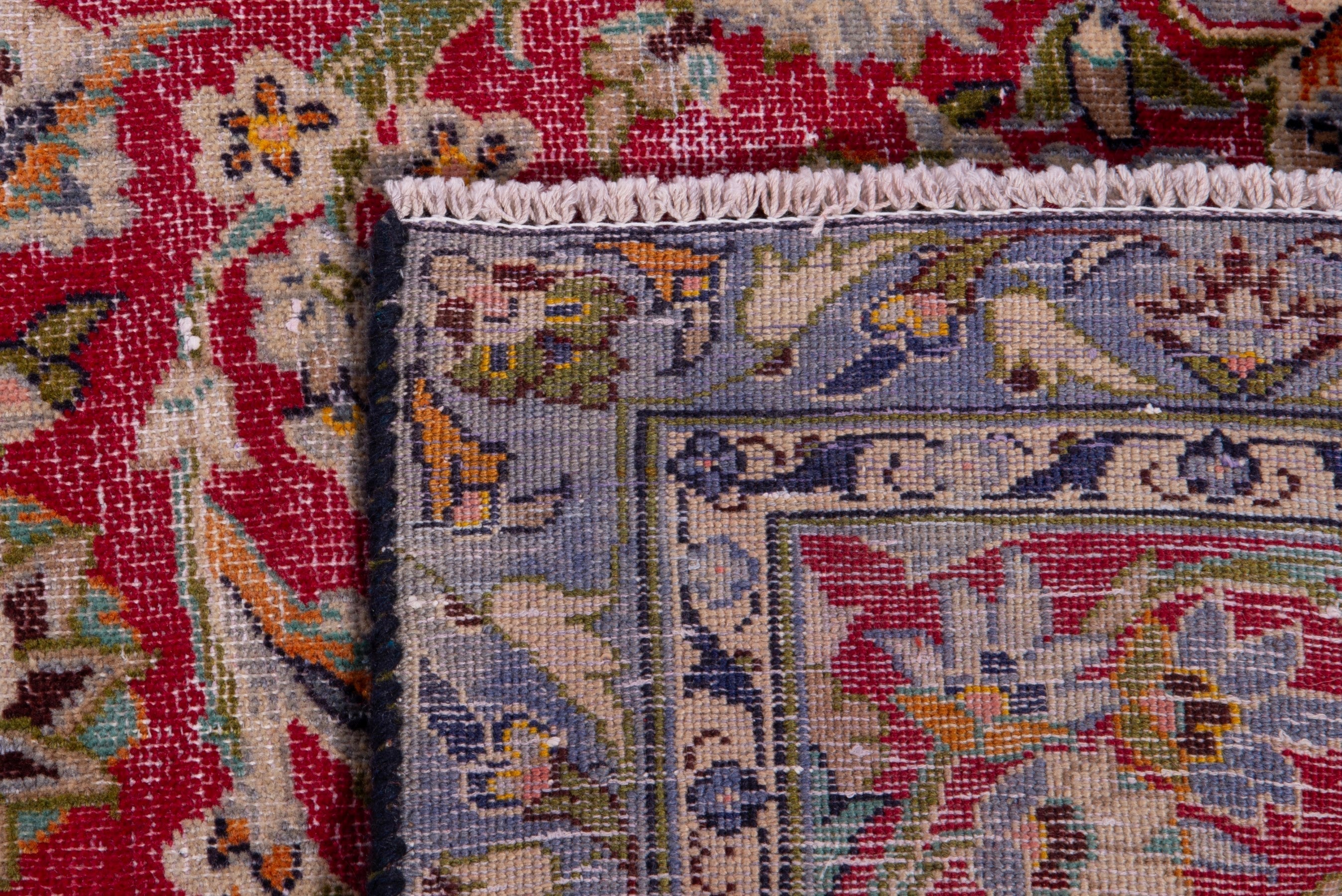 Persian Kashan runner rug in deep red and sage, view 19 of 19