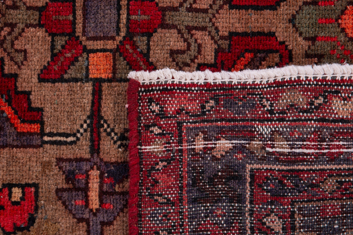 Turkish Anatolian runner rug in tan and deep red, view 10 of 19