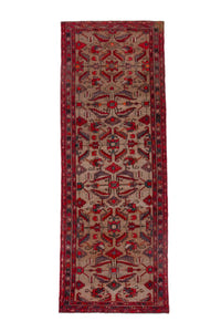 Turkish Anatolian runner rug in tan and deep red, view 2 of 19