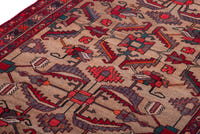 Turkish Anatolian runner rug in tan and deep red, view 19 of 19
