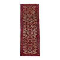 Turkish Anatolian runner rug in tan and deep red, 3'3" x 9'9"