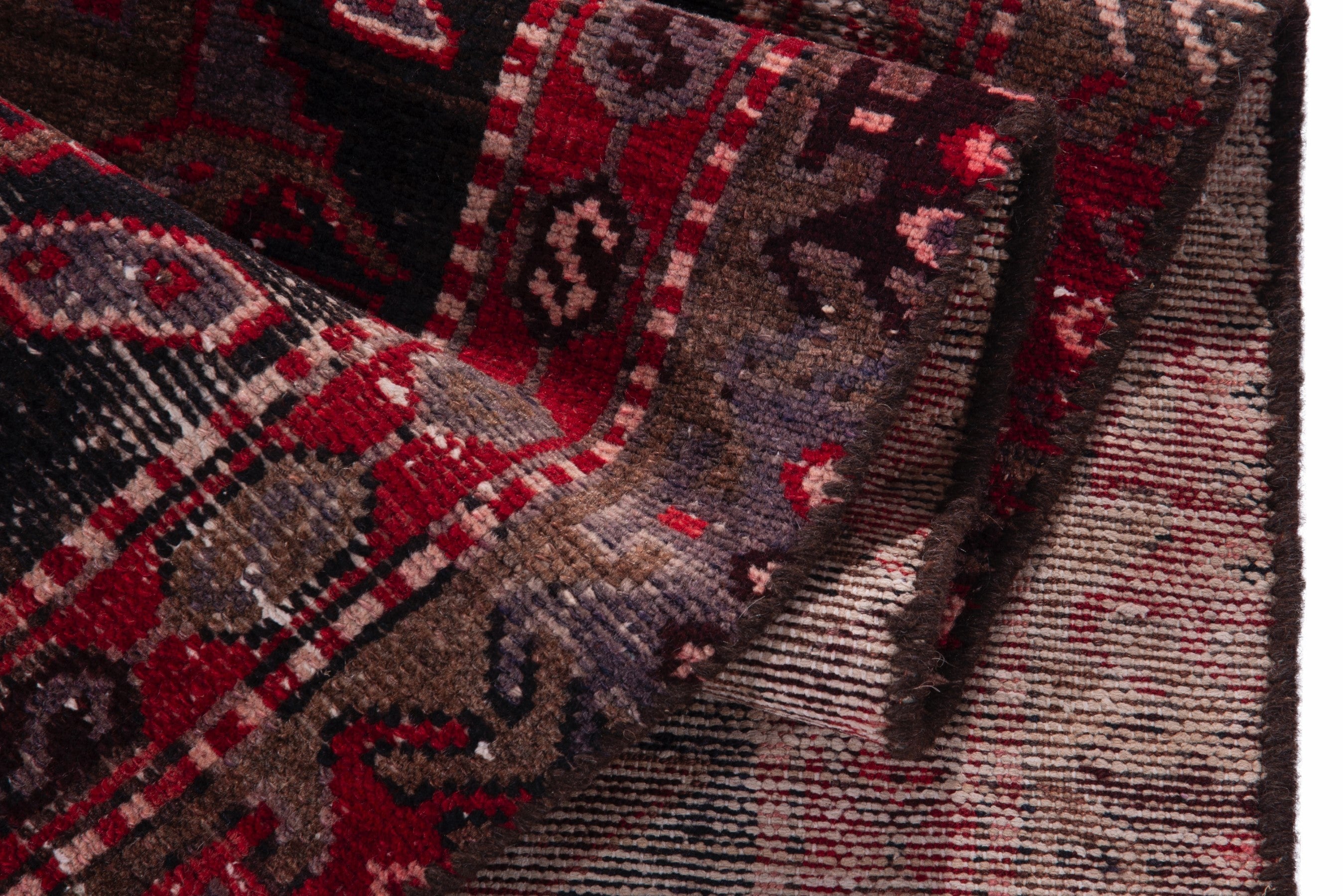 Persian Saveh runner rug in deep red and burgundy, view 15 of 19