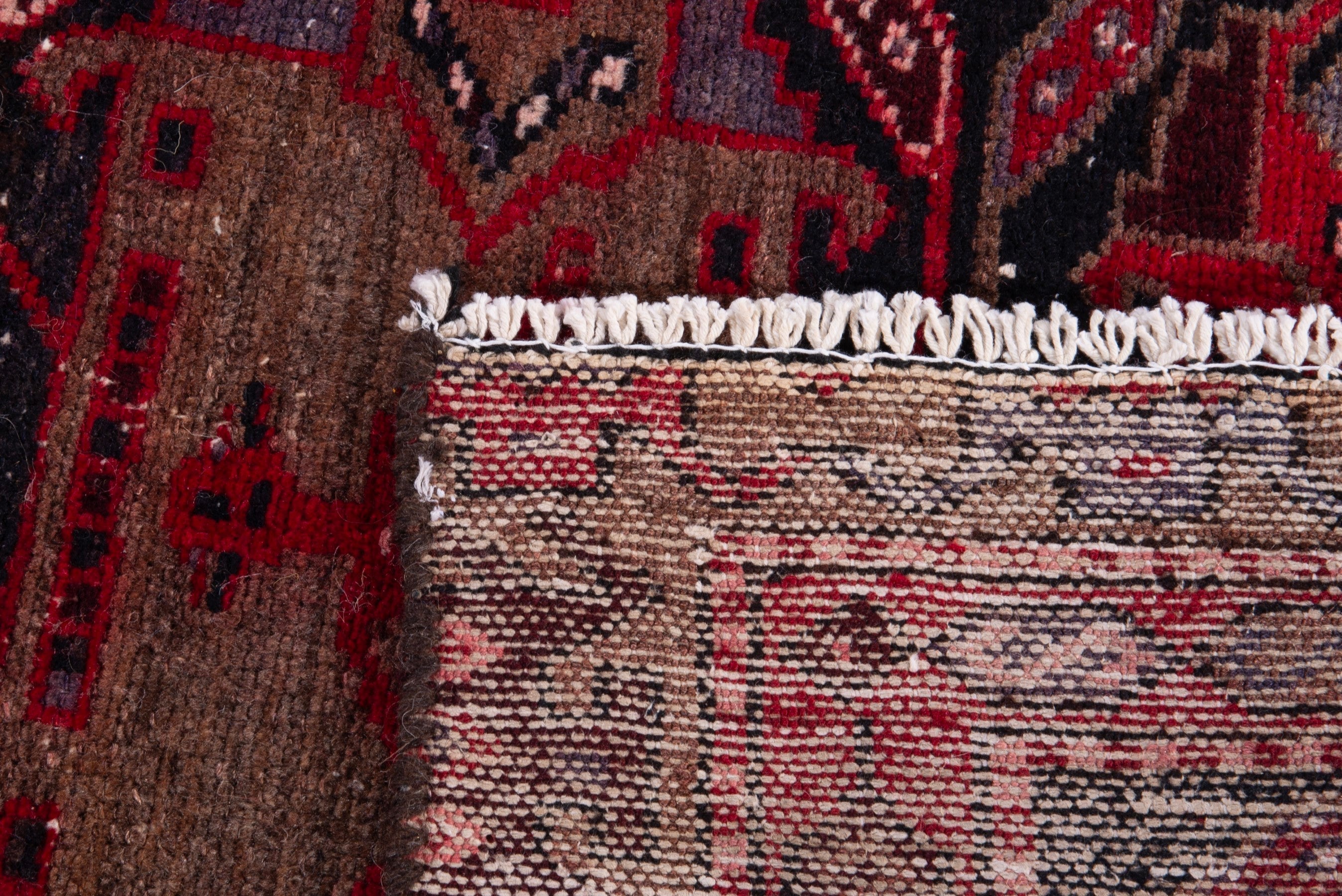 Persian Saveh runner rug in deep red and burgundy, view 19 of 19
