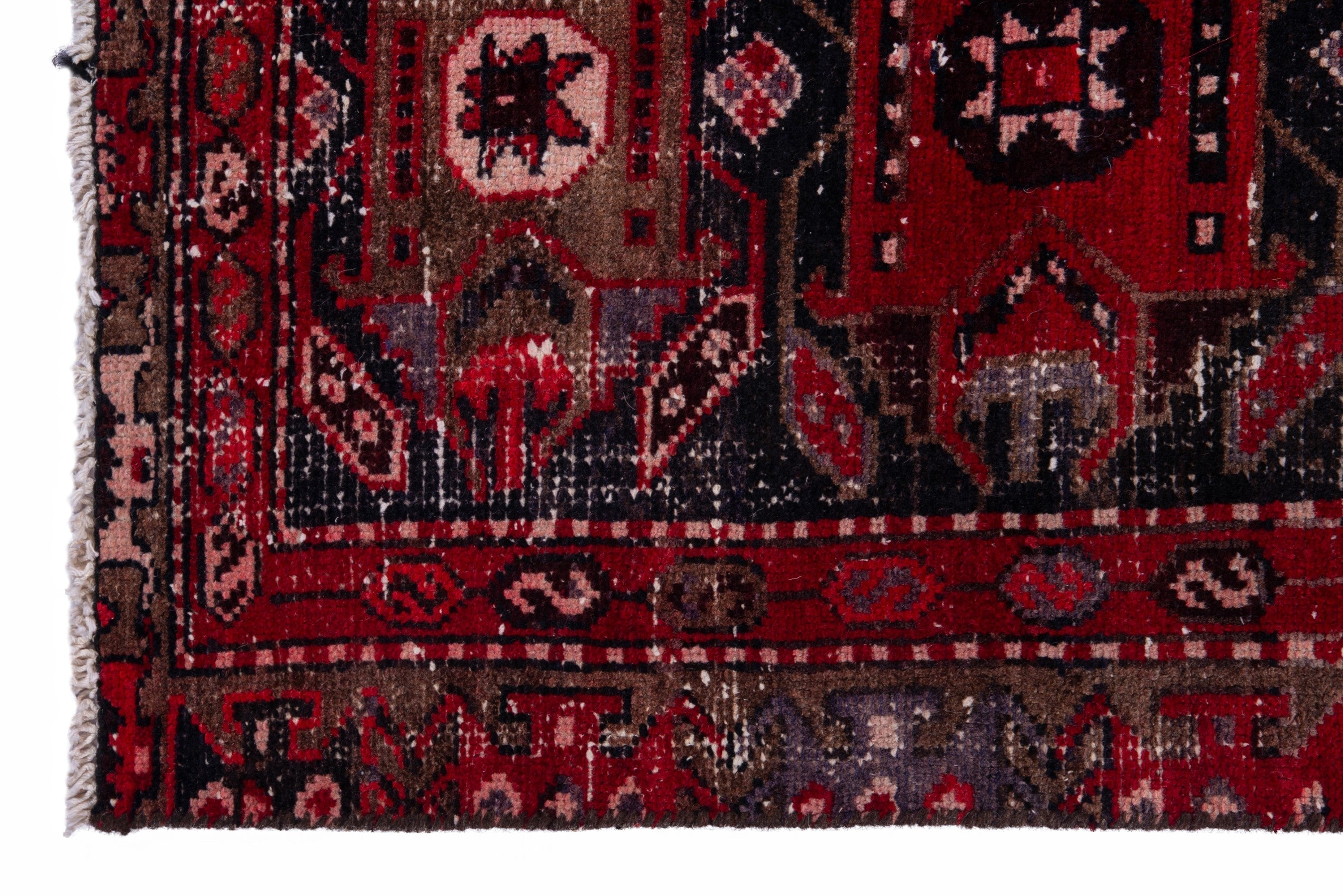 Persian Saveh runner rug in deep red and burgundy, view 5 of 19