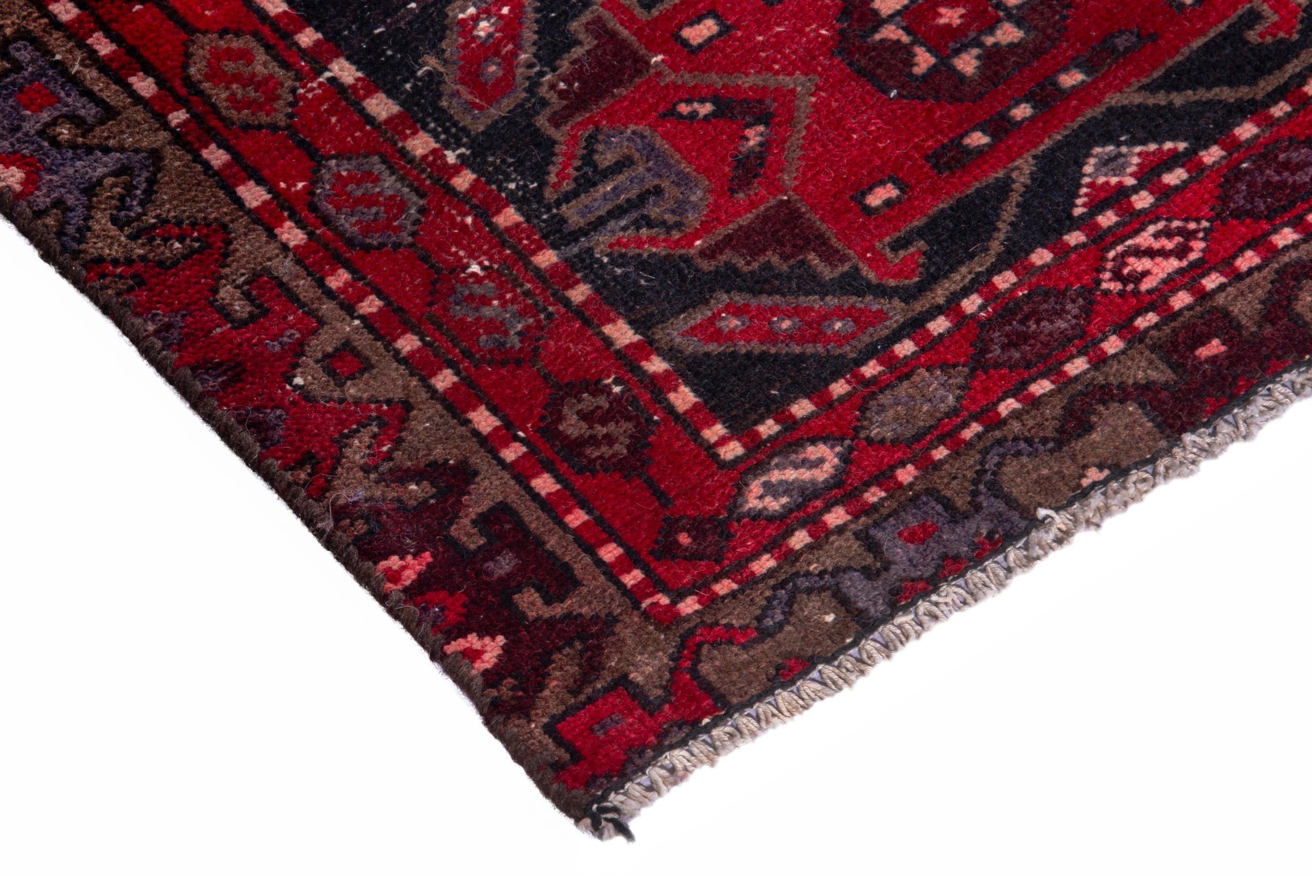 Persian Saveh runner rug in deep red and burgundy, view 4 of 19