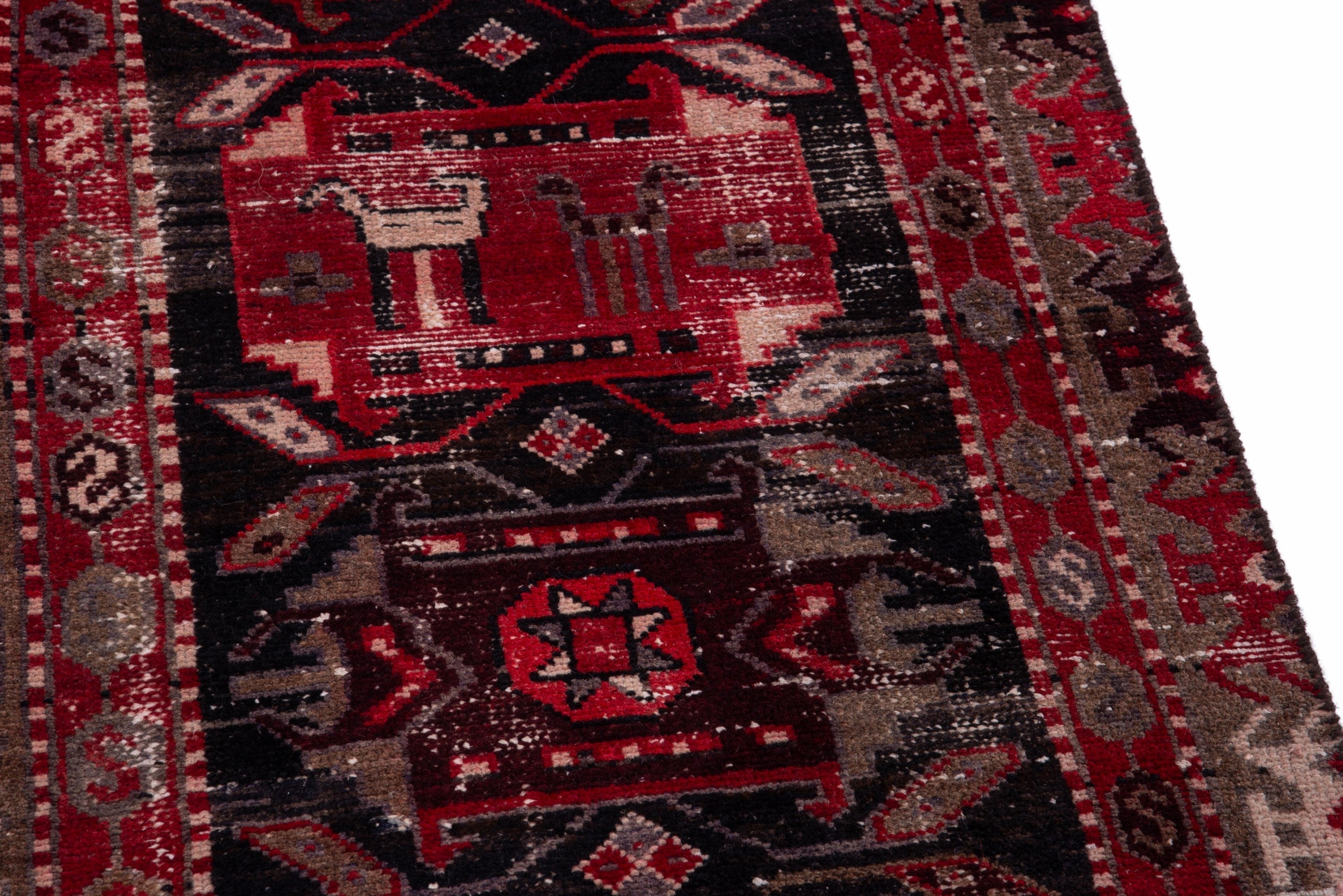 Persian Saveh runner rug in deep red and burgundy, view 7 of 19