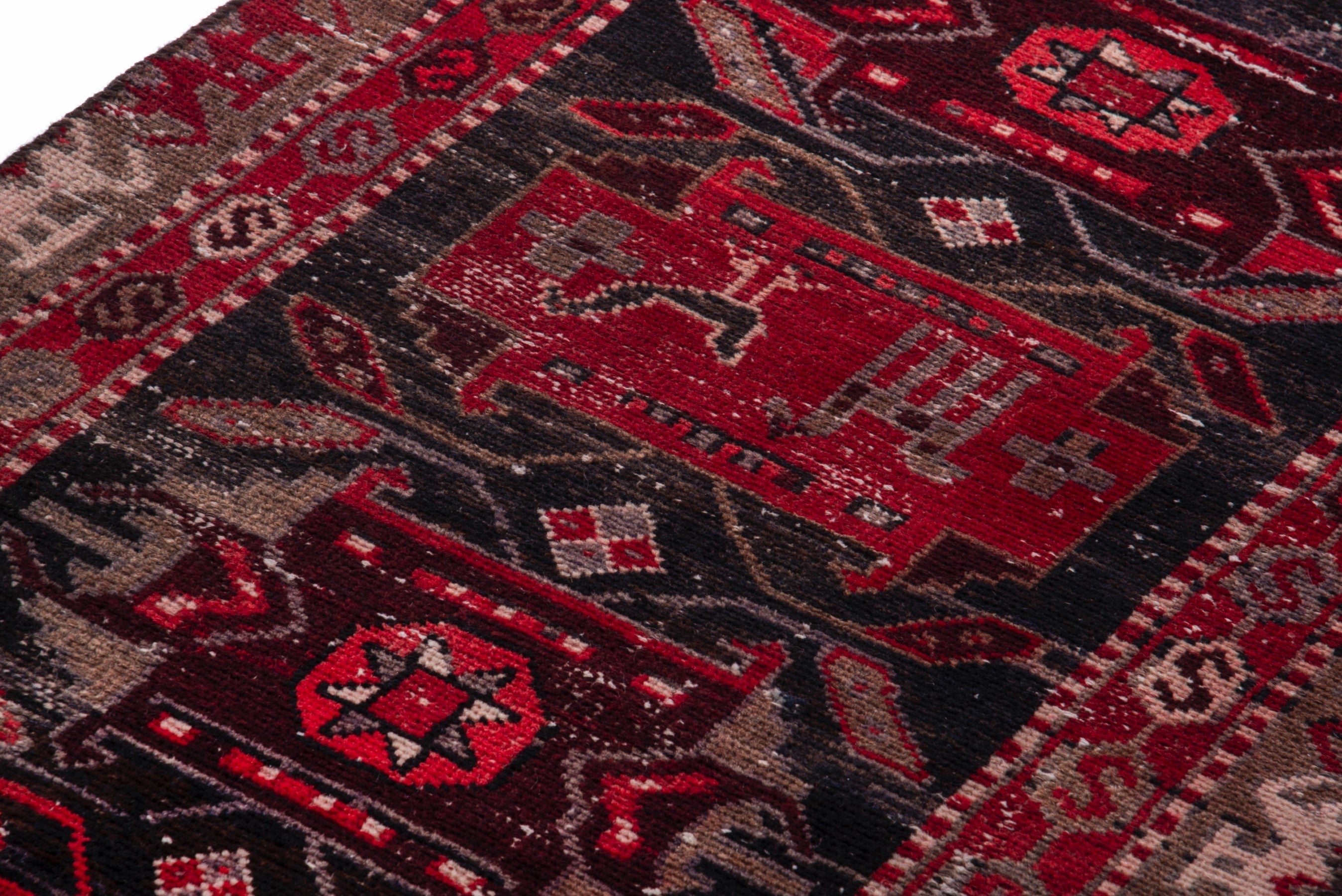 Persian Saveh runner rug in deep red and burgundy, view 8 of 19